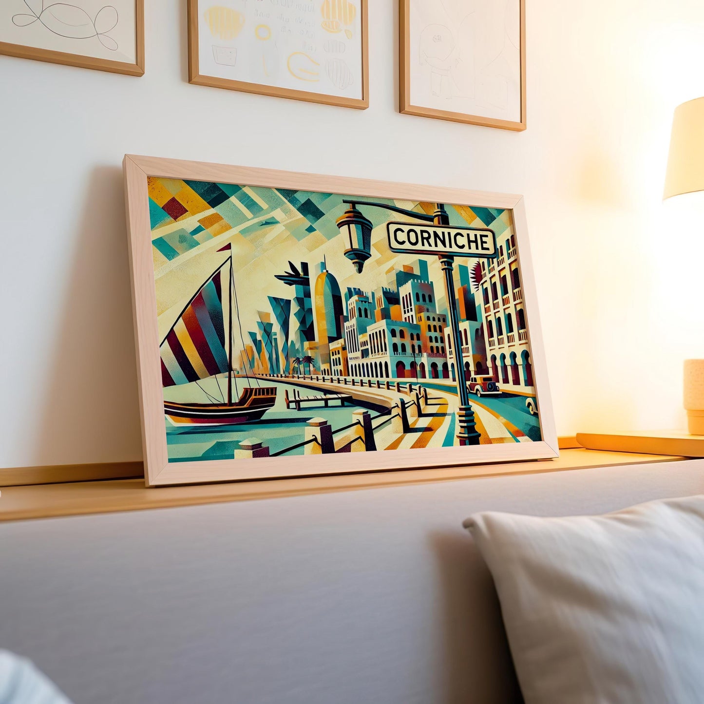 Doha Qatar Corniche Wall Art Print - Modern Travel Poster, Qatar Souvenir, Unique Home Decor, Housewarming Gift, Travel Wall Art