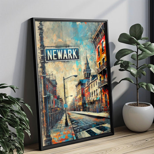 New Jersey Newark Wall Art Print – Travel Poster, USA Souvenir, New Jersey Gift & Housewarming Decor