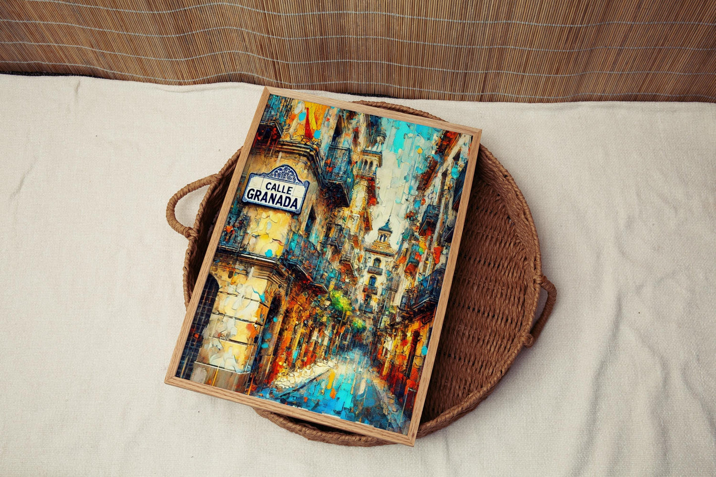 Malaga Calle Granada Wall Art Print - Spain Travel Poster, Malaga Artwork, Housewarming Gift, Spanish Street Decor, Malaga Spain Gift