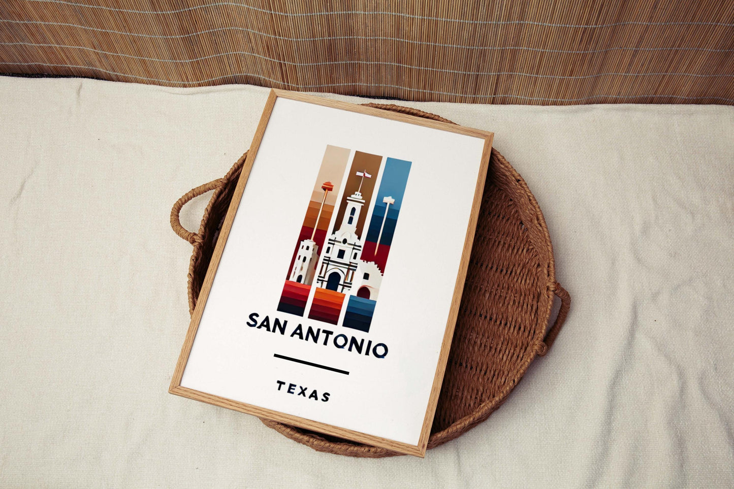 San Antonio Print - Texas Wall Art, Travel Home Decor, Housewarming & College Gift, Modern San Antonio Artwork, TX Map Poster
