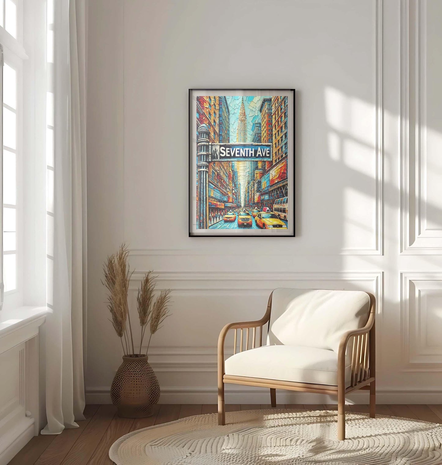 Seventh Avenue Wall Art Print - Manhattan NYC Travel Poster, New York City Gift & Housewarming Artwork Decor