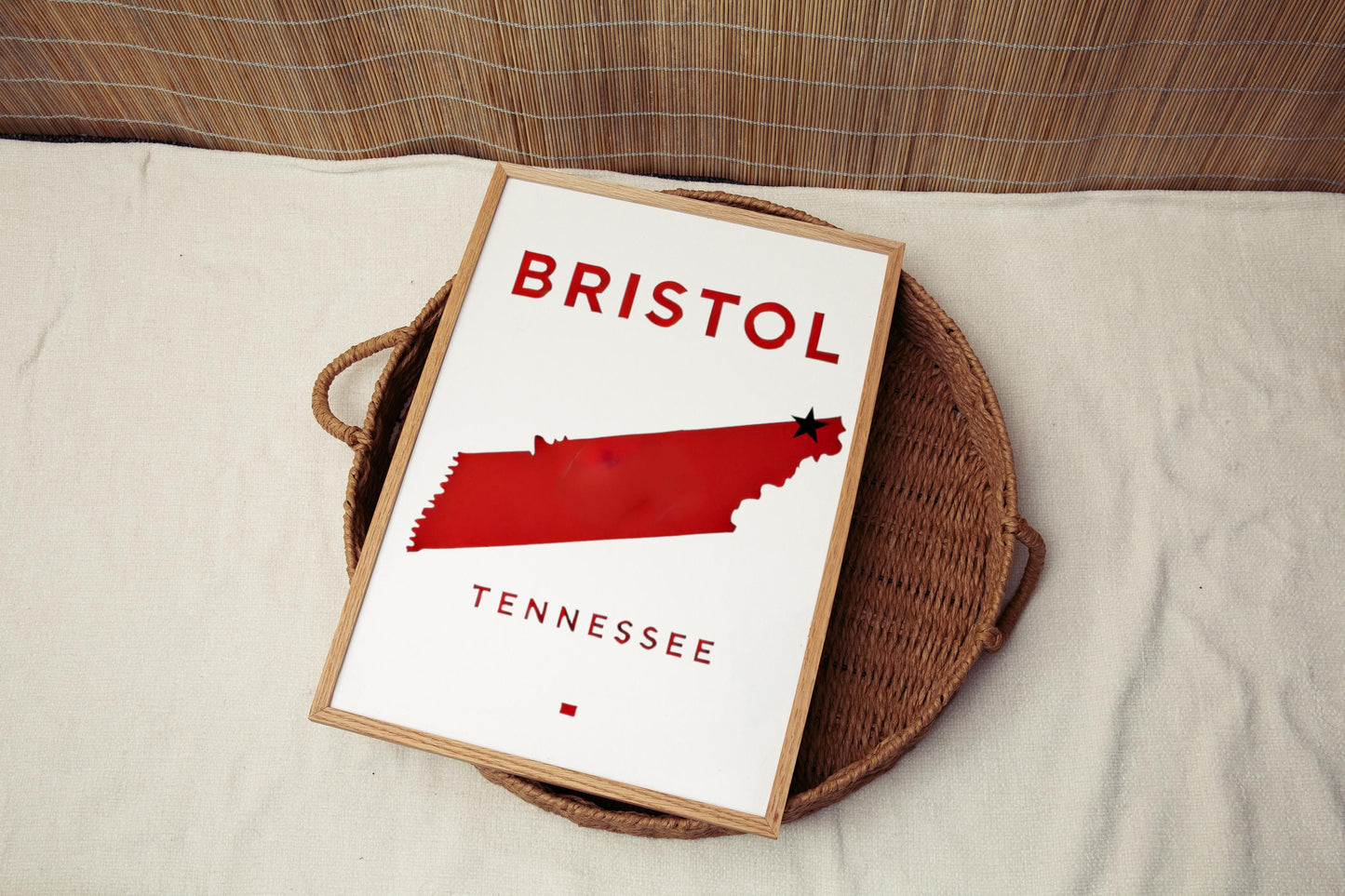 Bristol Wall Art Tennessee Print Travel Map Home Decor TN Gift Housewarming & College Room Decor