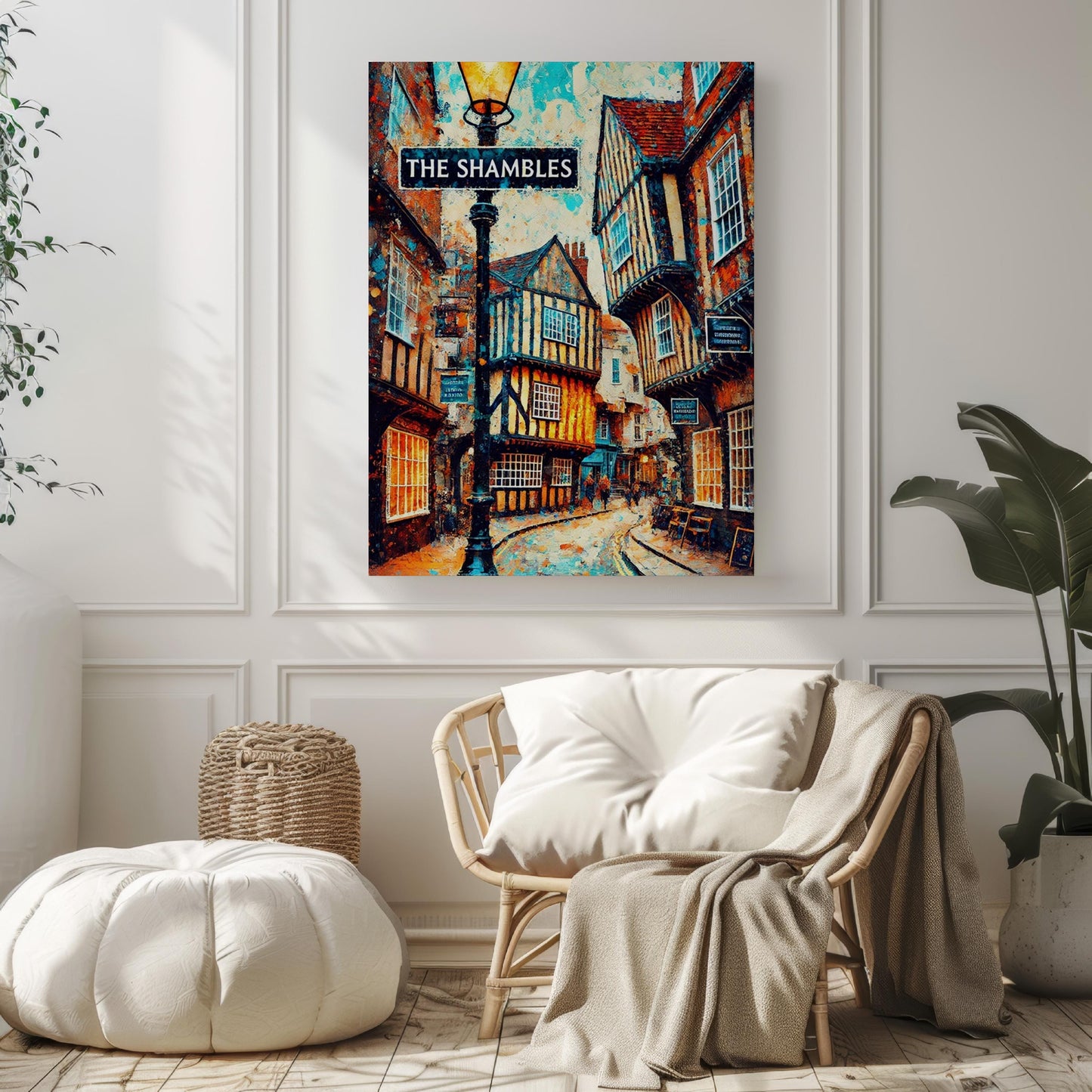 The Shambles Wall Art Print - York Travel Poster, UK Gift & United Kingdom Decor, Housewarming Present, Historic Street Illustration