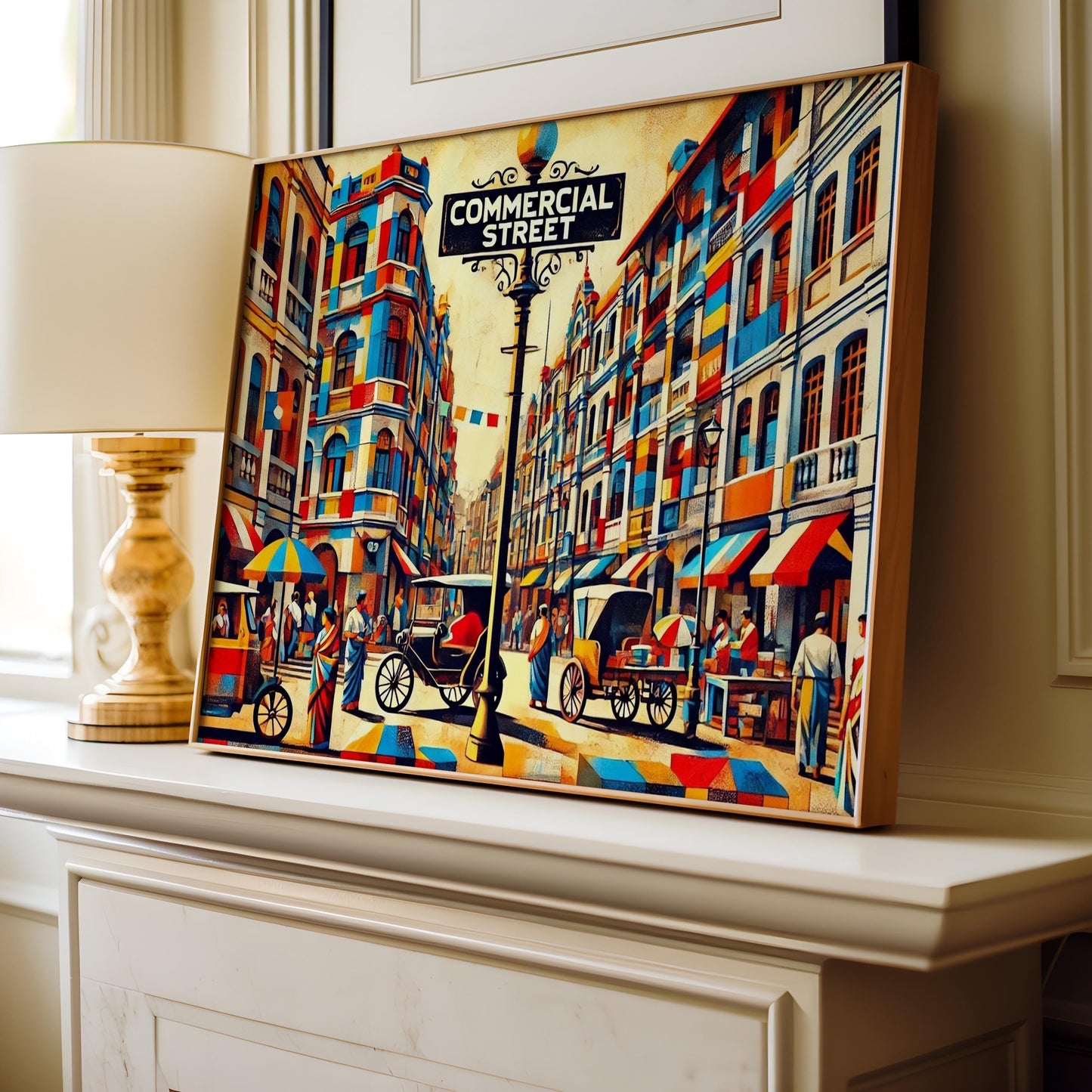 Commercial Street Wall Art Bengaluru Print, Karnataka Travel Poster, Housewarming Gift, Indian Cityscape Decor, Commercial St Artwork