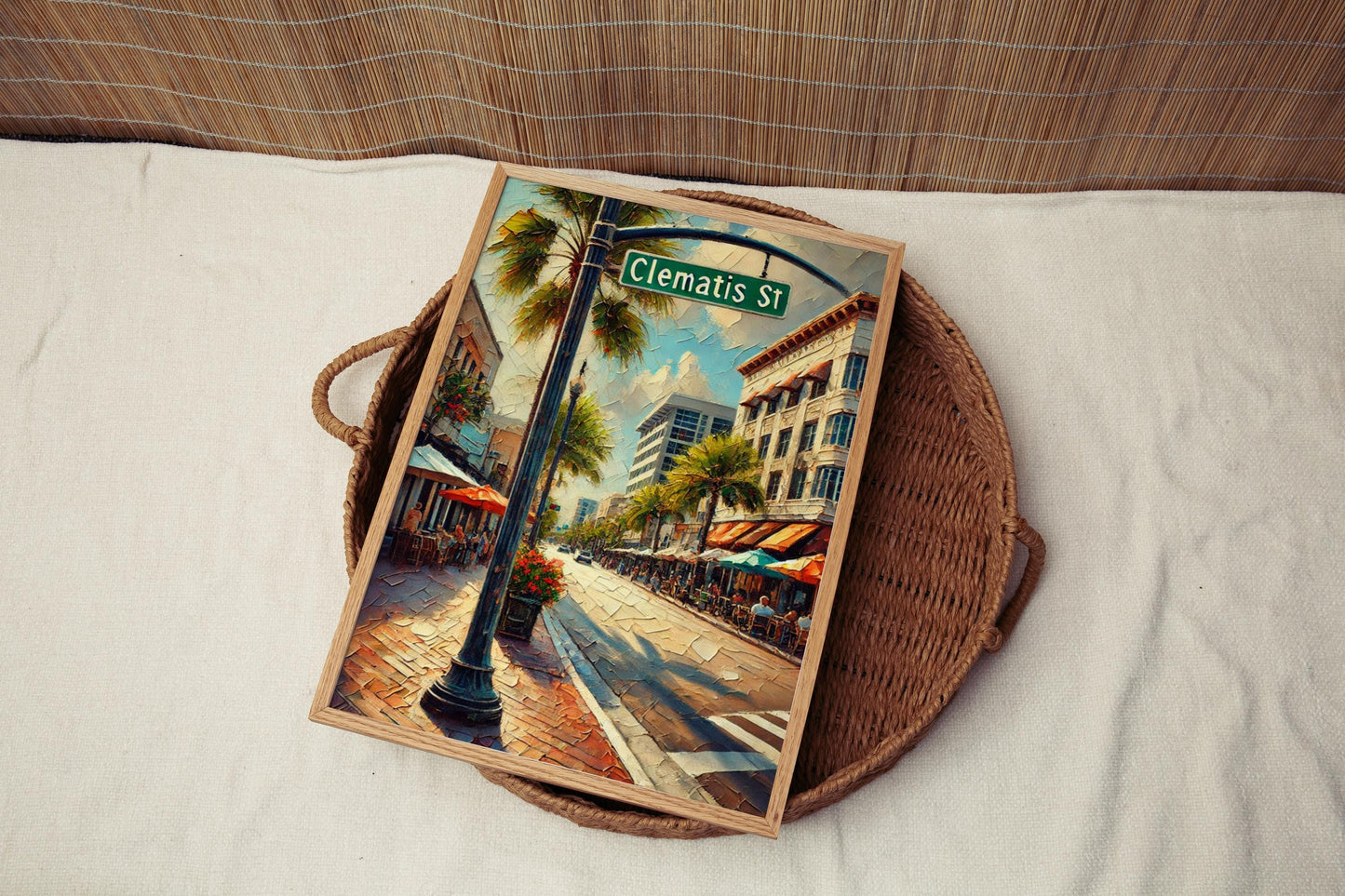 West Palm Clematis St Wall Art - Florida Travel Print, Housewarming Gift, Coastal Decor, West Palm Beach Poster, Florida Artwork