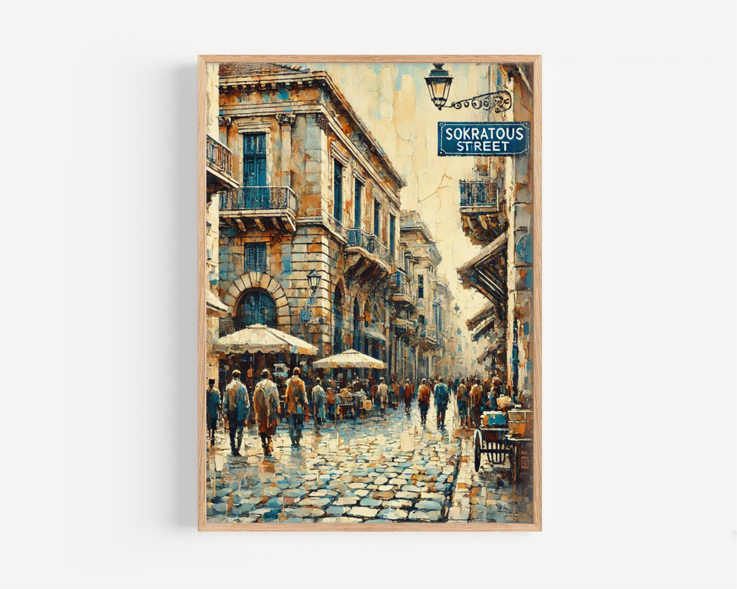 Sokratous Street Wall Art, Greece Travel Poster, Mediterranean Home Decor, Europe City Scene, Personalized Gift, Greece Souvenir