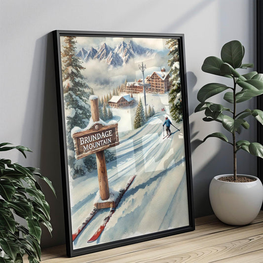 Brundage Mountain Ski Print: Idaho Winter Travel Poster