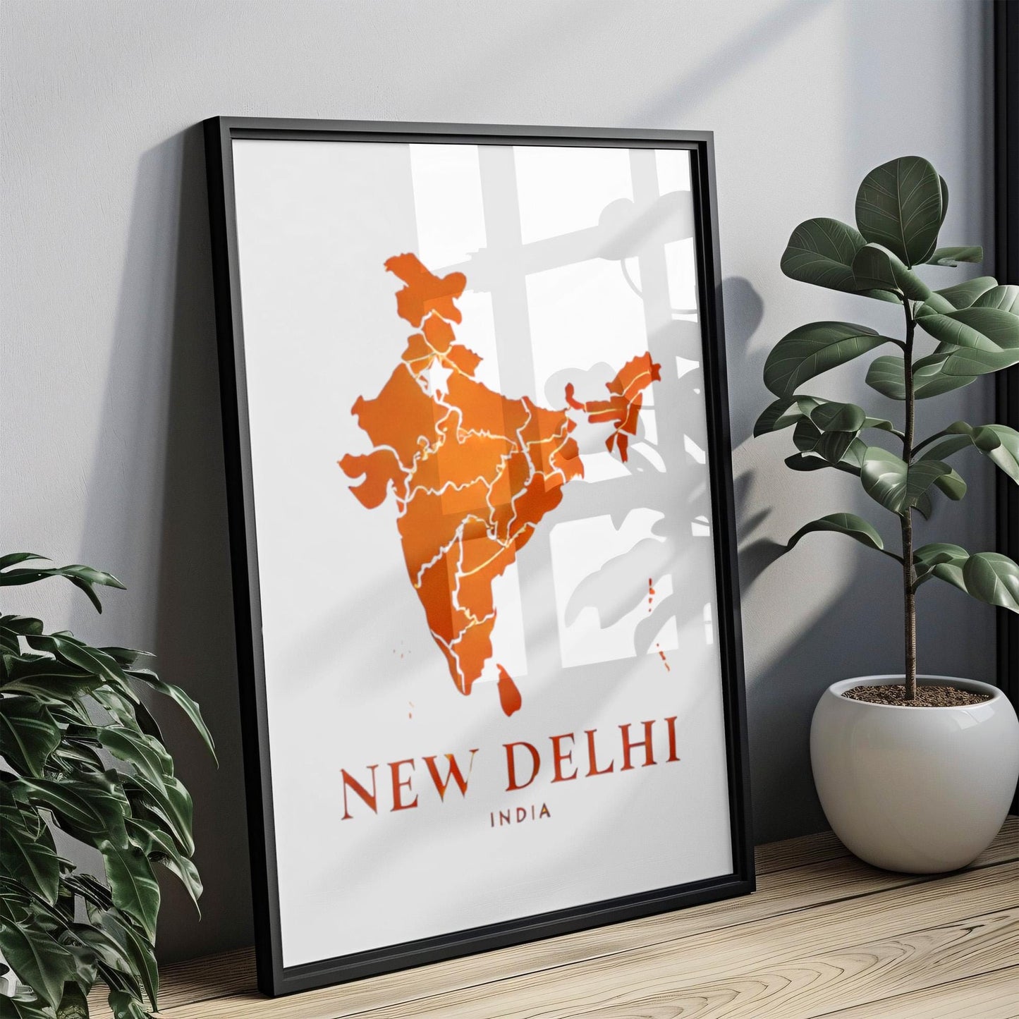 India New Delhi Wall Art Print - Travel Decor, Housewarming Gift, India Map Artwork for Home & Office