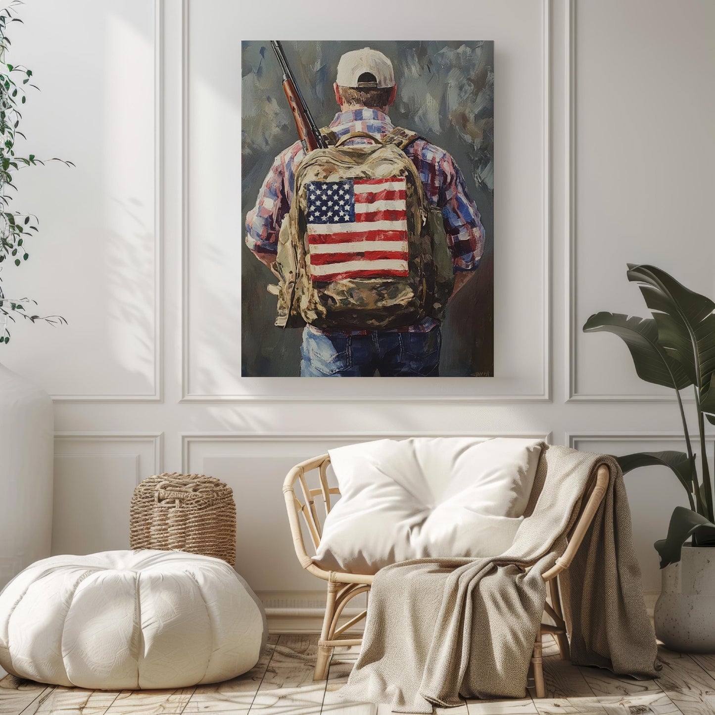 American Hiker Art - Abstract USA Wall Art, Patriotic United States Poster, American Independence Home Decor, Modern USA Map Print