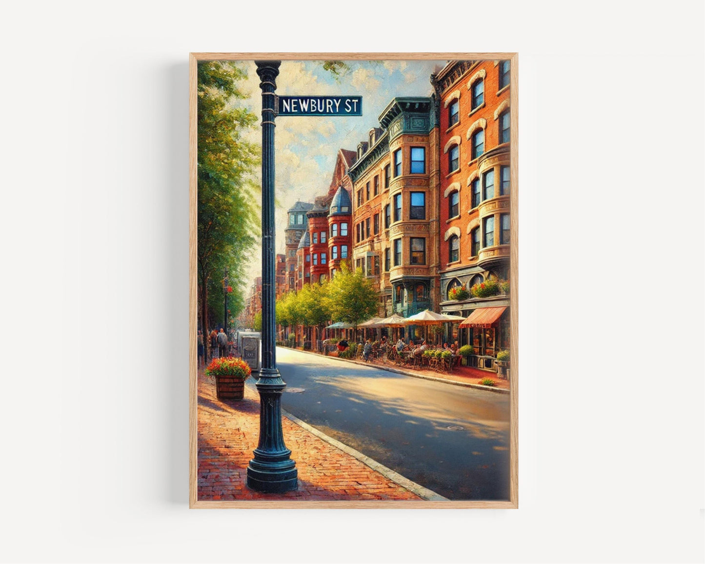 Newbury St Wall Art - Boston Travel Print & Massachusetts Decor, Housewarming Gift, Newbury Street Poster, Boston City Artwork