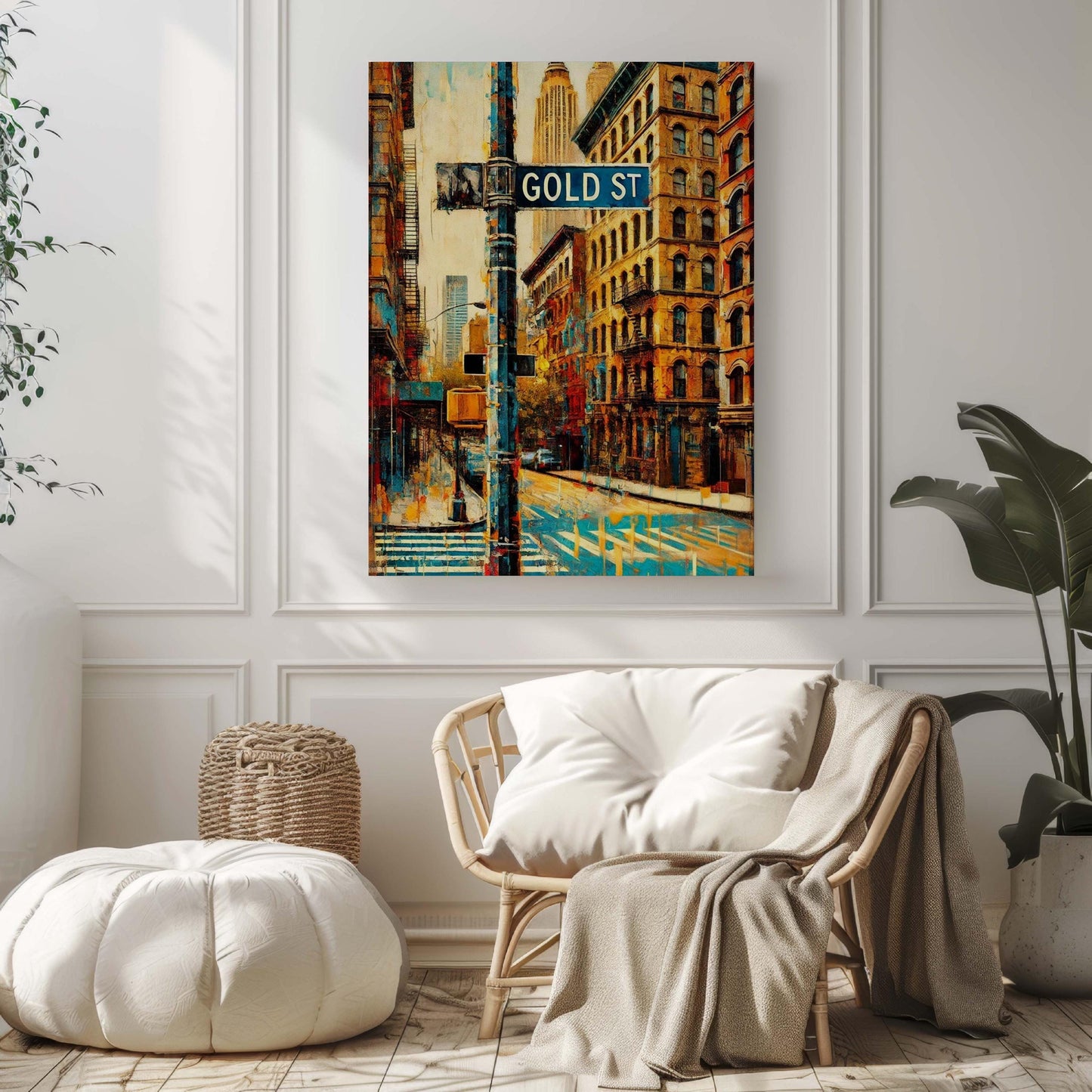 Gold St Print Manhattan Art, NYC Wall Art, New York Poster, Gold Street Decor, Travel Gift, Housewarming Gift, NYC Home Art