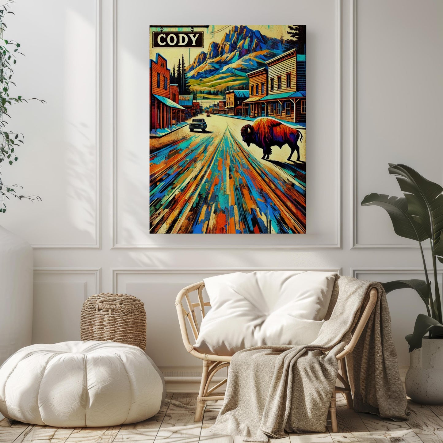 Wyoming Cody Wall Art Print, Travel Poster & Gift, USA Souvenir, Housewarming Decor, Wyoming State Map Artwork, Rustic Home Accent