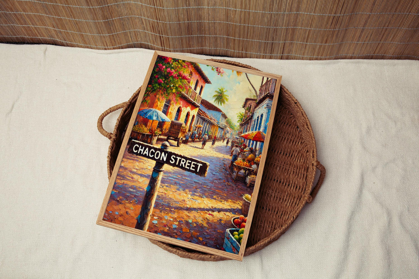 Chacon Street Wall Art, Trinidad and Tobago Travel Poster, Caribbean Island Home Decor, Port of Spain Street Sign Print, Vibrant Island Art