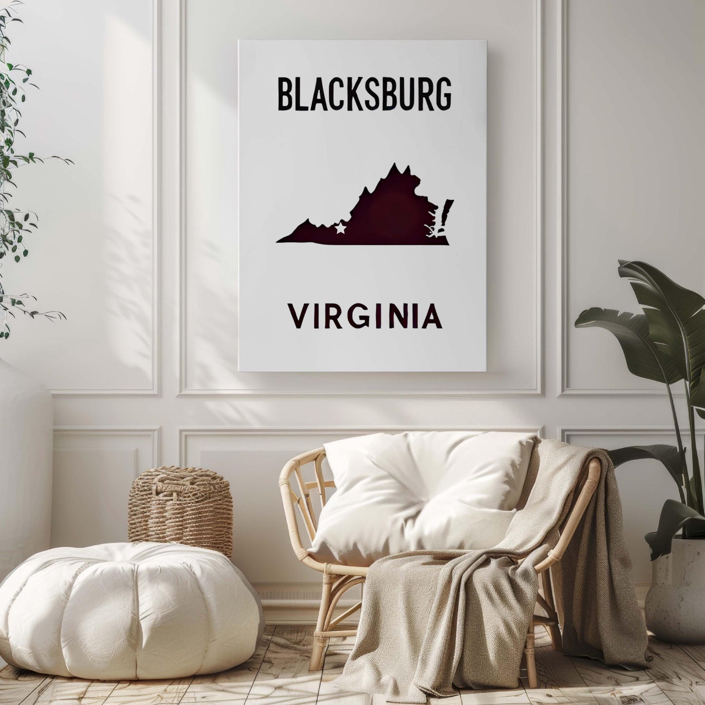 Blacksburg Print Wall Art – Virginia Travel Decor, College Gift & Housewarming VA Poster for Home