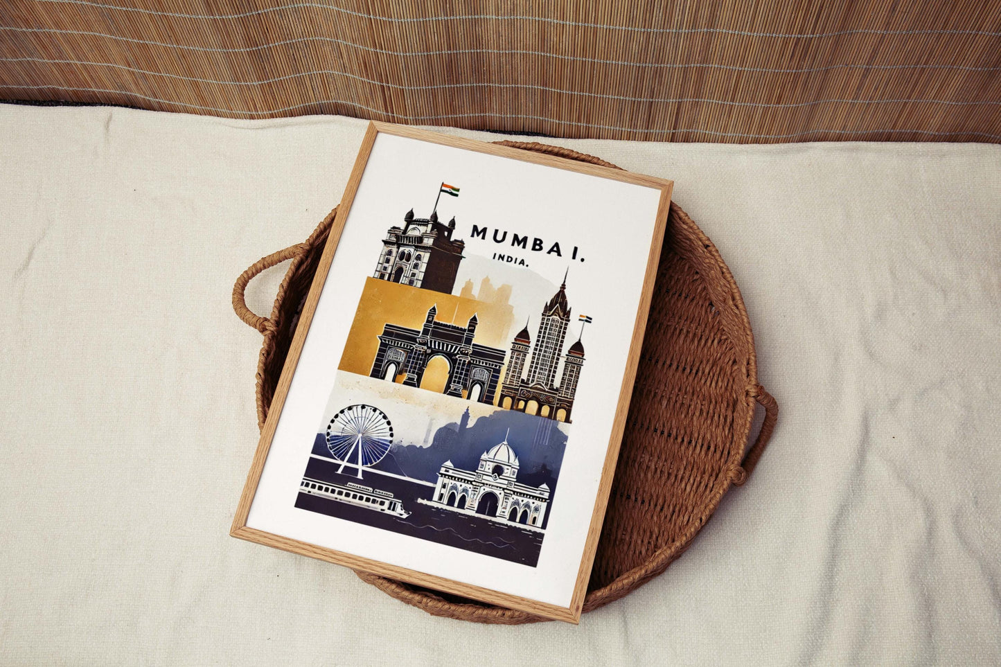 Mumbai Print Wall Art - India Travel Decor, Mumbai Cityscape, Indian Gift, Housewarming & College Room Poster