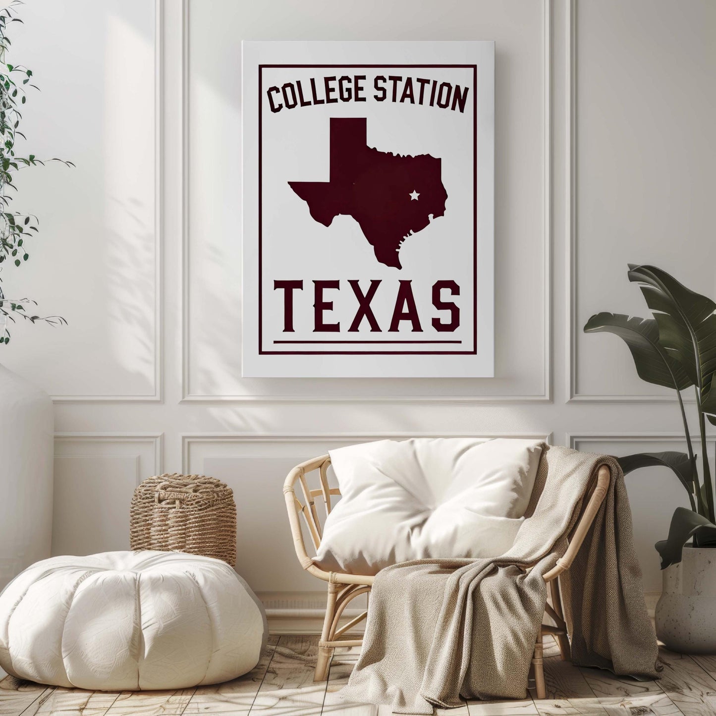 College Station Wall Art Texas Print Travel Home Decor Texas Gift Housewarming College Wall Decor TX Map