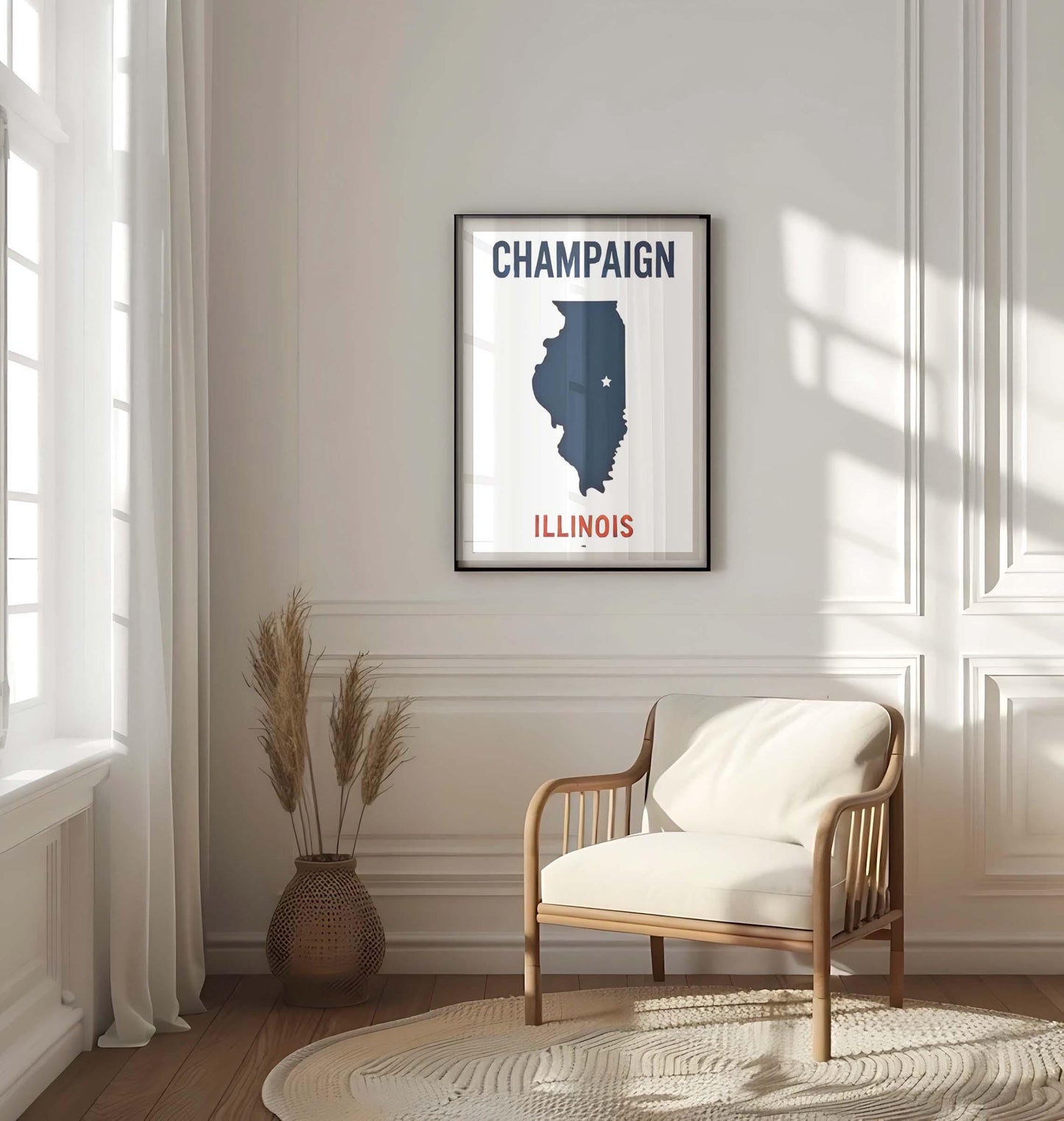 Champaign Print Illinois Wall Art, Travel Home Decor, College & Housewarming Gift, IL Artwork Map Poster