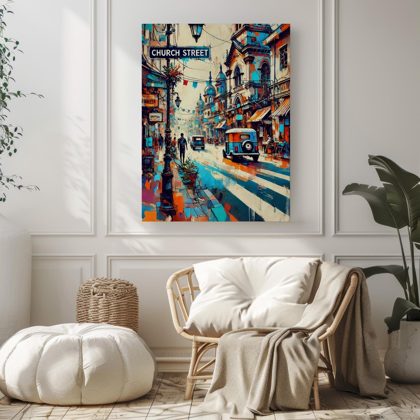 Bangalore Church St Wall Art Print, Travel Poster India Gift, Housewarming Decor, Bangalore Cityscape Illustration, Unique India Travel Art