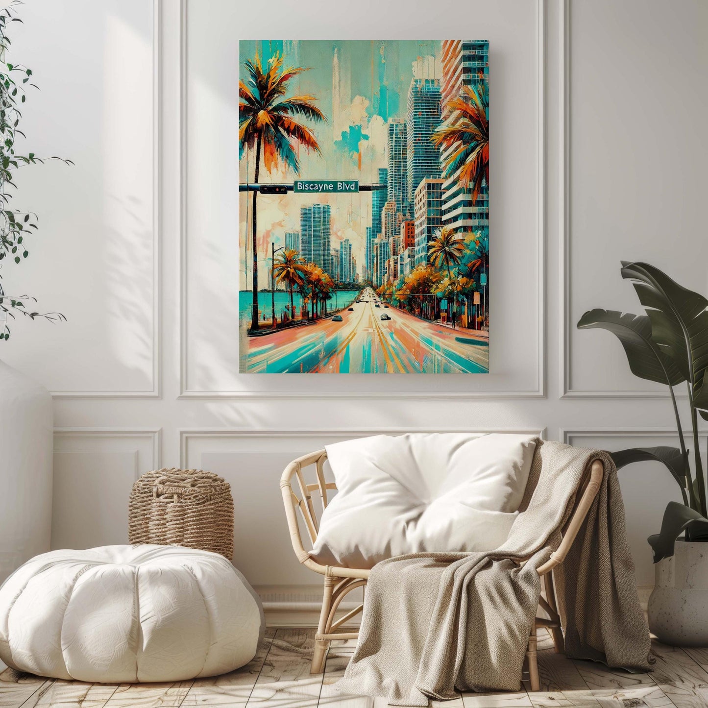 Biscayne Boulevard Wall Art Miami Print Florida Travel Poster Biscayne Blvd Art Housewarming Gift FL Decor