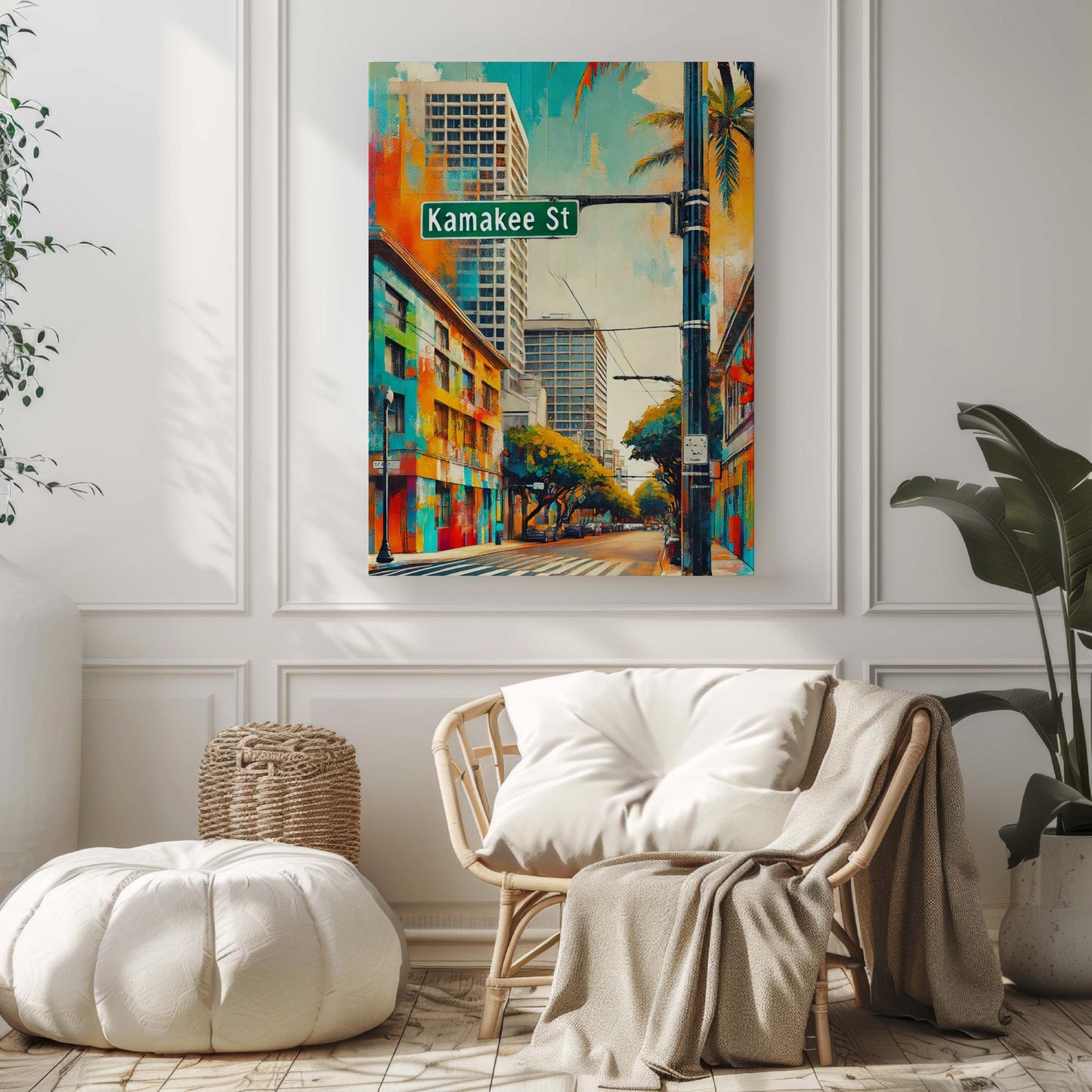 Kamakee St Print - Oahu Wall Art, Honolulu Travel Poster, Hawaii Home Decor, Housewarming Gift, Tropical Island Map, Beach Vacation Print