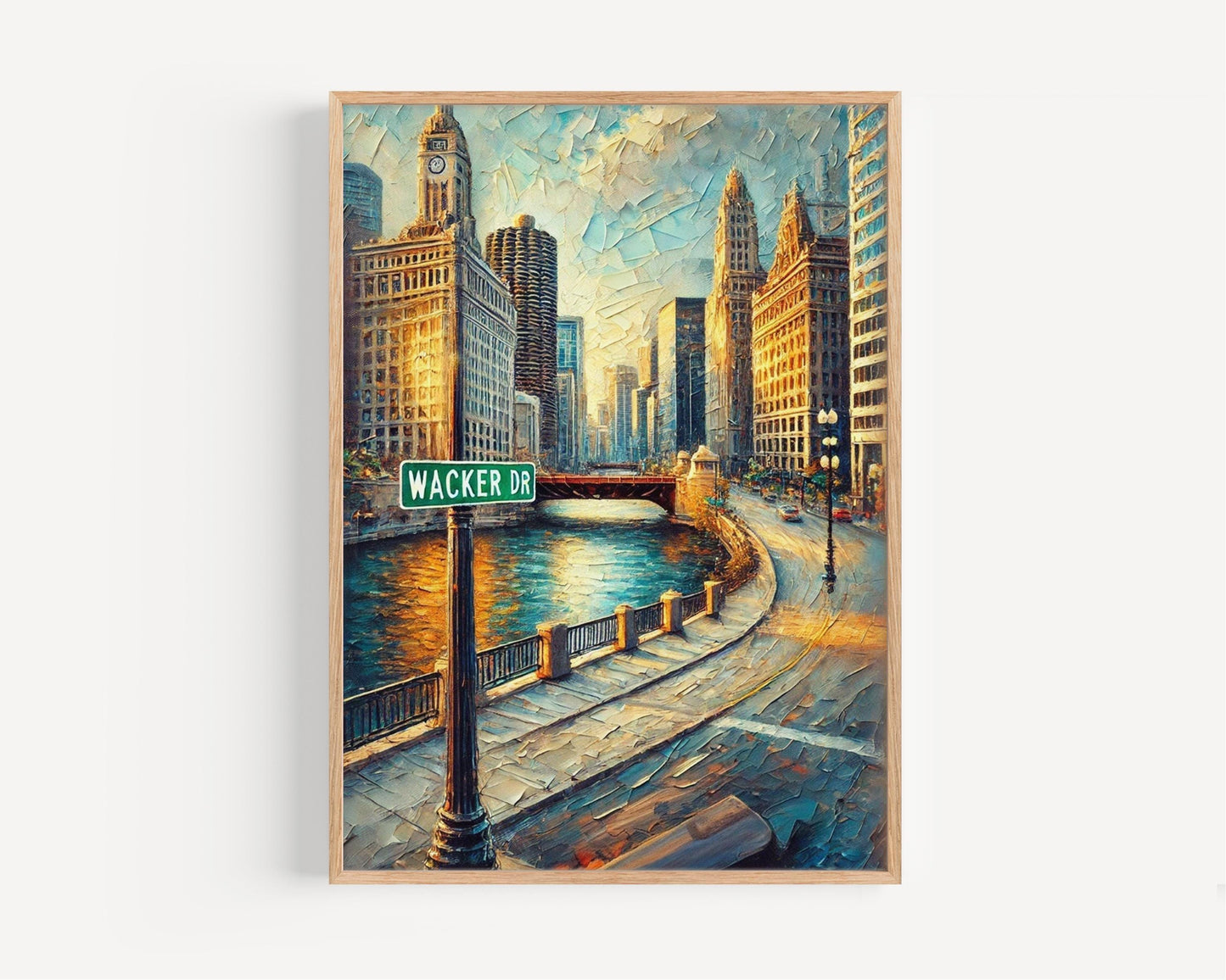 Chicago Wacker Drive Wall Art, Travel Print & Poster, Illinois Artwork, Housewarming Gift, Chicago City Decor, Travel Home Gift