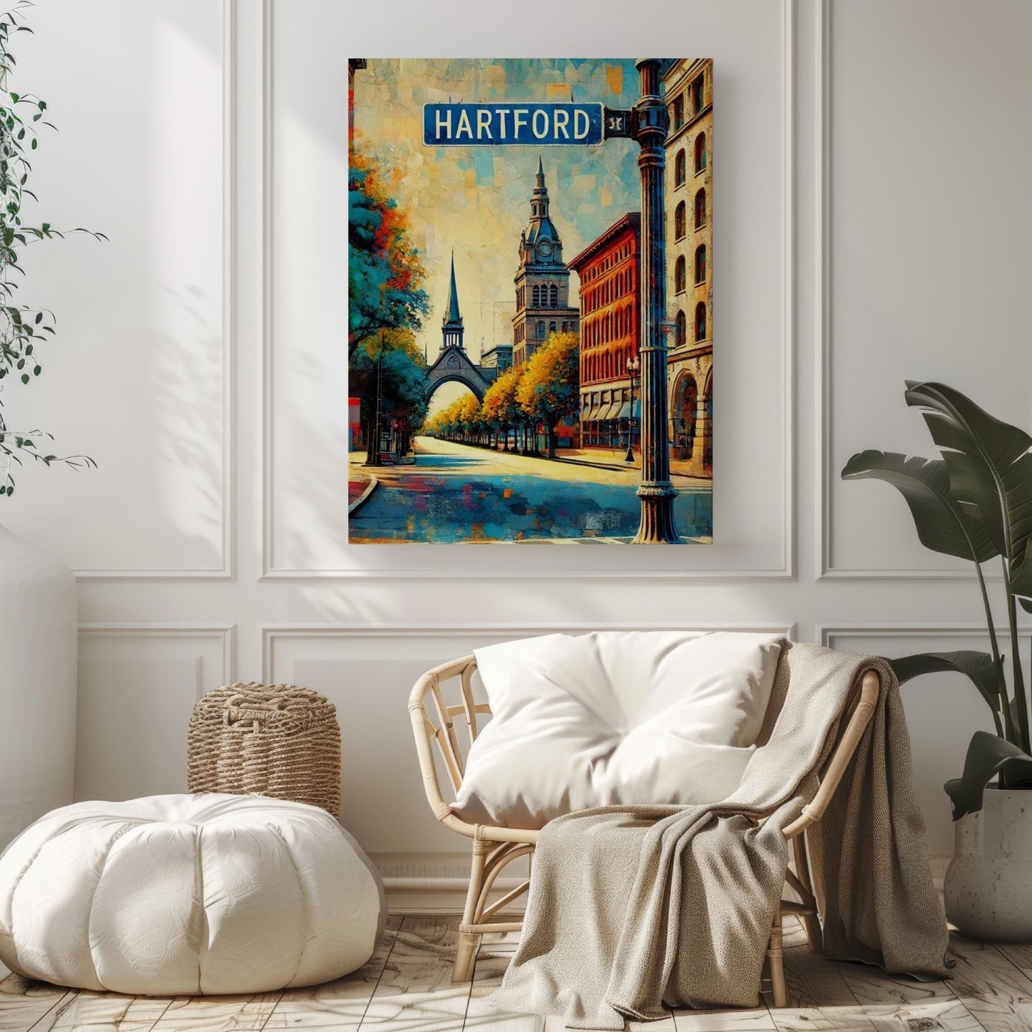 Hartford Wall Art Print - Connecticut Travel Poster & USA Gift, Housewarming Decor, American Cityscape Map, Modern Home Art