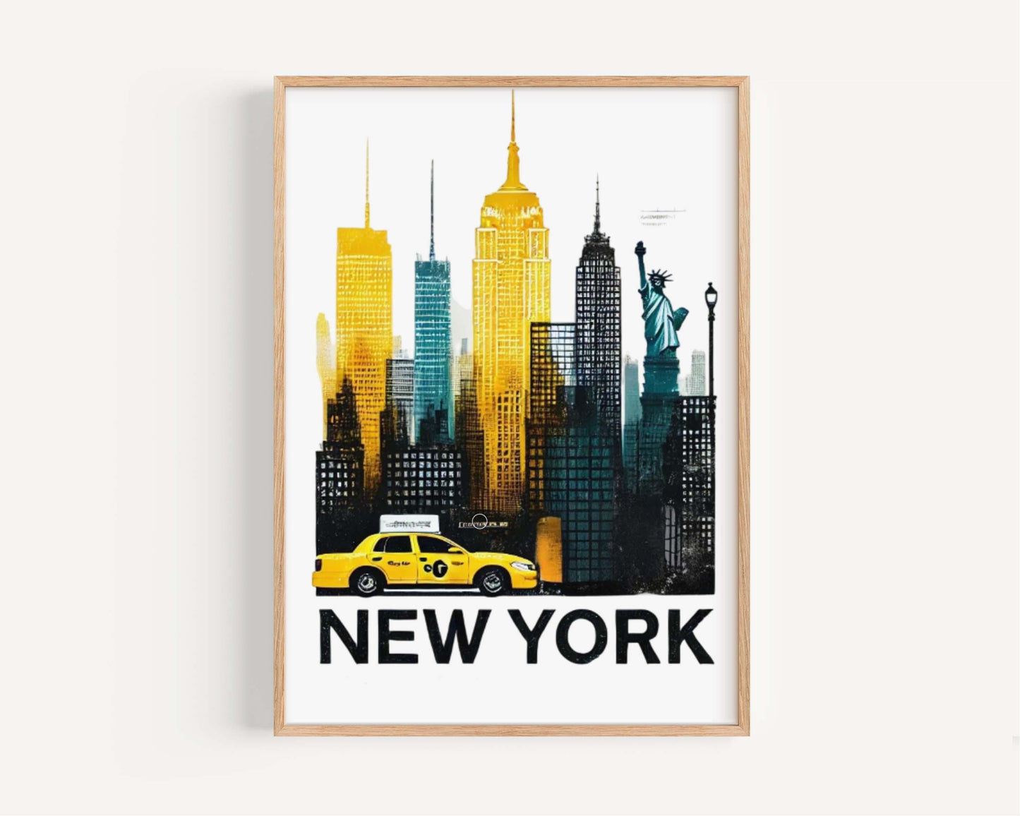 New York Art Wall Print: NYC Skyline Travel Poster, City Decor, New York City Gift for Home, Office, Dorm & Housewarming