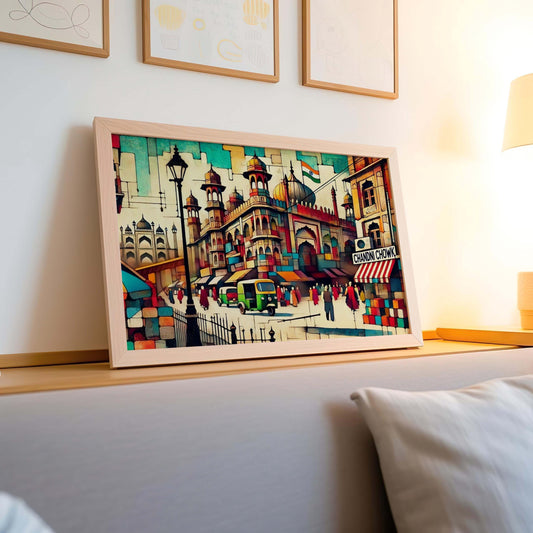 Chandni Chowk Wall Art Print – Vibrant Delhi Travel Poster, India Decor, Indian Gift & Housewarming Present