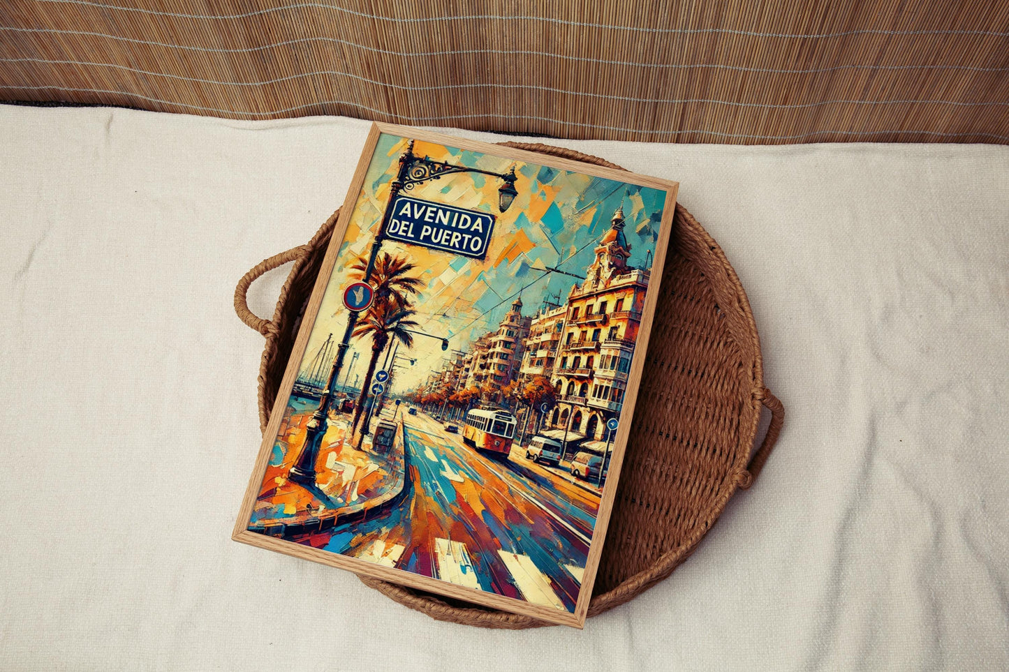 Avenida del Puerto Wall Art Print - Valencia Spain Travel Poster, Spanish Gift, Housewarming Decor, Coastal Travel, Modern Mediterranean Art