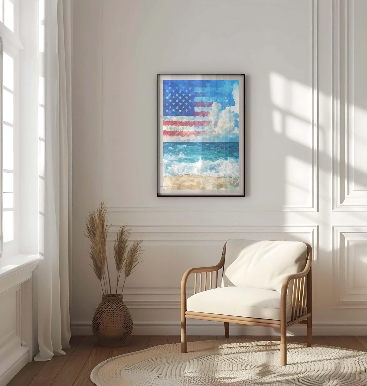 USA Beach Wall Art Patriotic Poster for Home Decor | Summer United States Beach House Art Print
