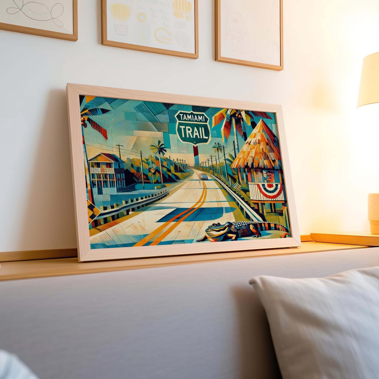 Florida Art Tamiami Trail Wall Art Print – Travel Poster & Housewarming Gift, Florida Travel Decor, Coastal Road Map Artwork