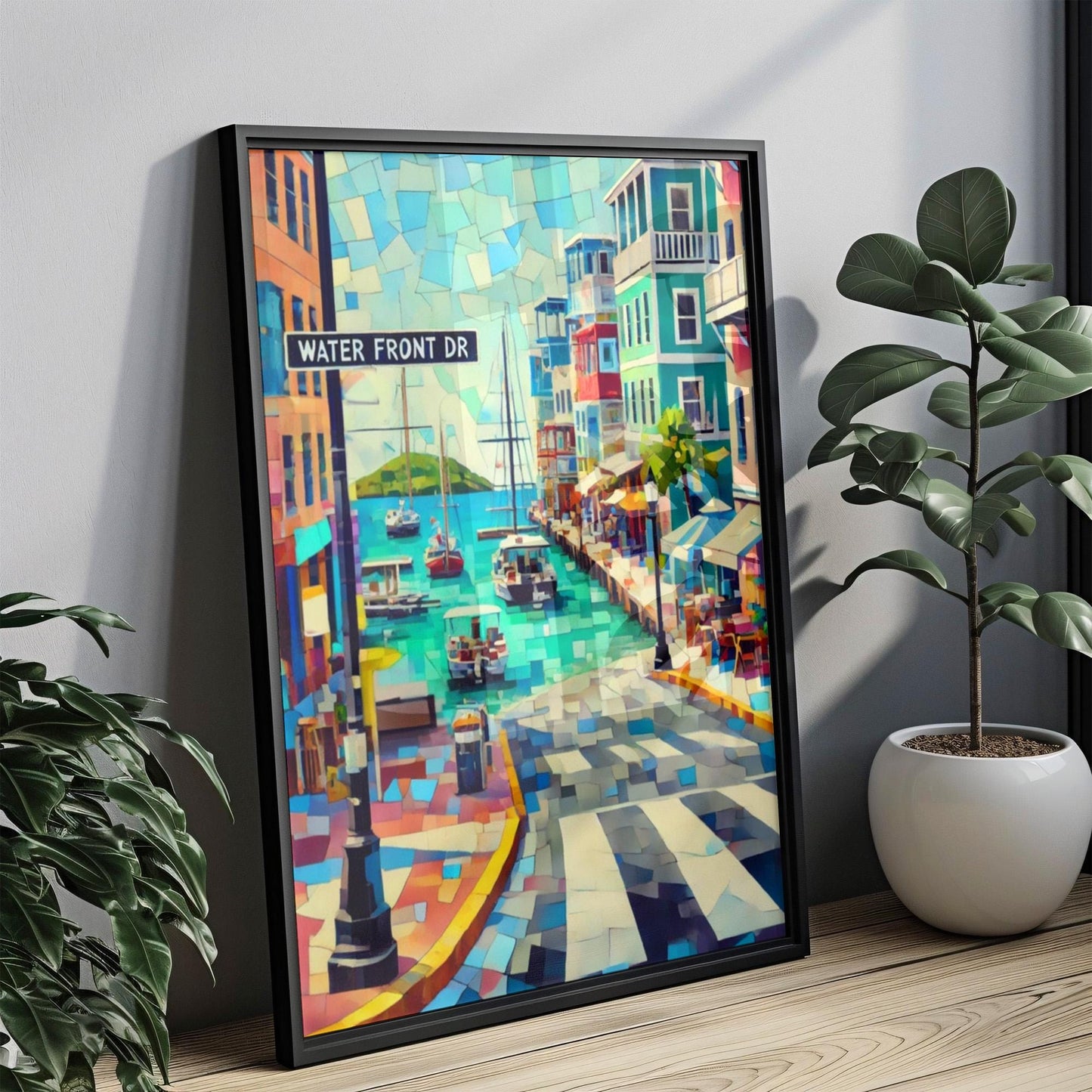 Road Town Waterfront Dr Wall Art Print β Caribbean Travel Poster, Road Town Gift, Housewarming Decor, Coastal Wall Art