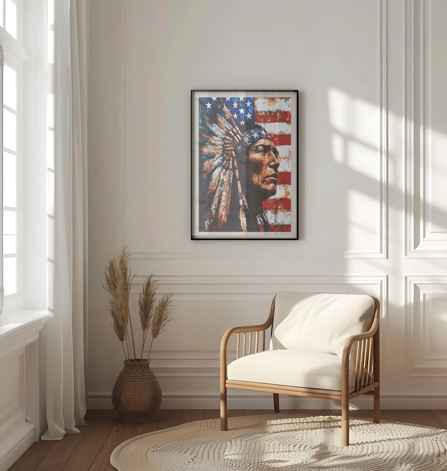 American Chief Abstract USA Wall Art Patriotic United States Poster Independence Artwork Home Decor