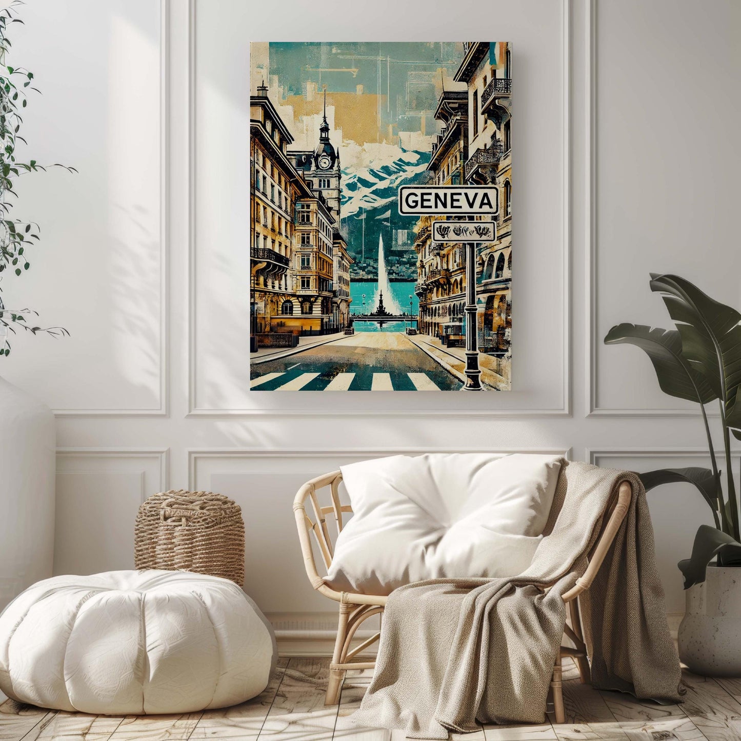 Geneva Art Print - Switzerland Travel Poster Wall Art, European Artwork, Housewarming & Gift Decor, Geneva Map Illustration