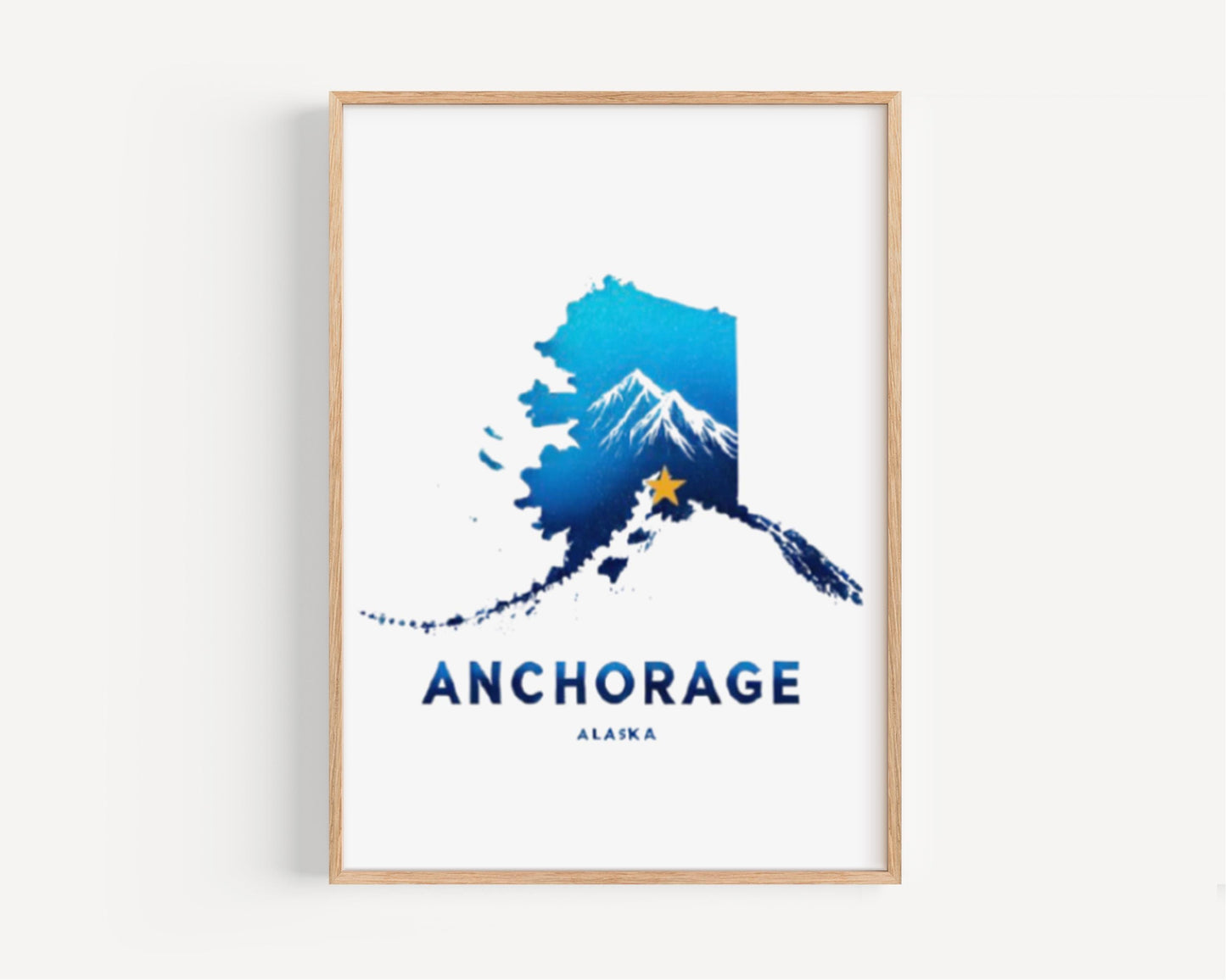 Anchorage Wall Art Print - Alaska Travel Decor, Housewarming & College Gift, Modern Home Decoration, AK State Map Artwork