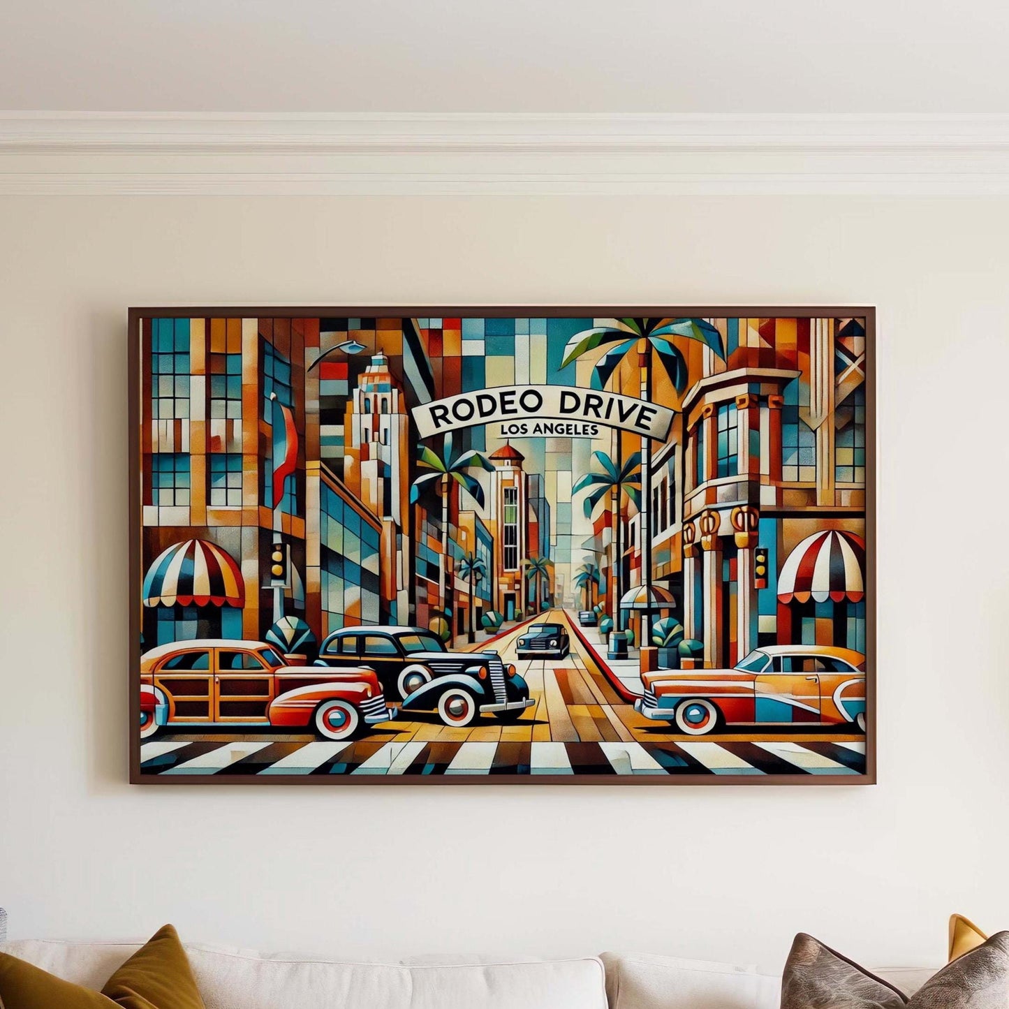 Rodeo Drive Wall Art Cubism Print - Los Angeles Travel Poster, Modern Abstract LA Gift, Housewarming Decor, Unique Travel Art