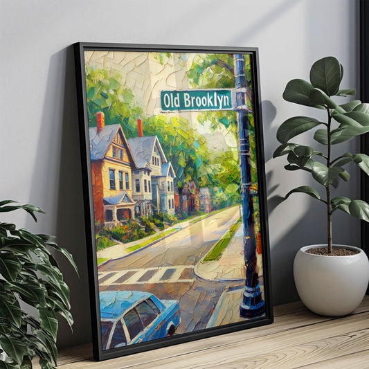 Cleveland Old Brooklyn Wall Art Print – Vintage Travel Poster, Ohio Decor, Housewarming Gift, USA Cityscape Illustration