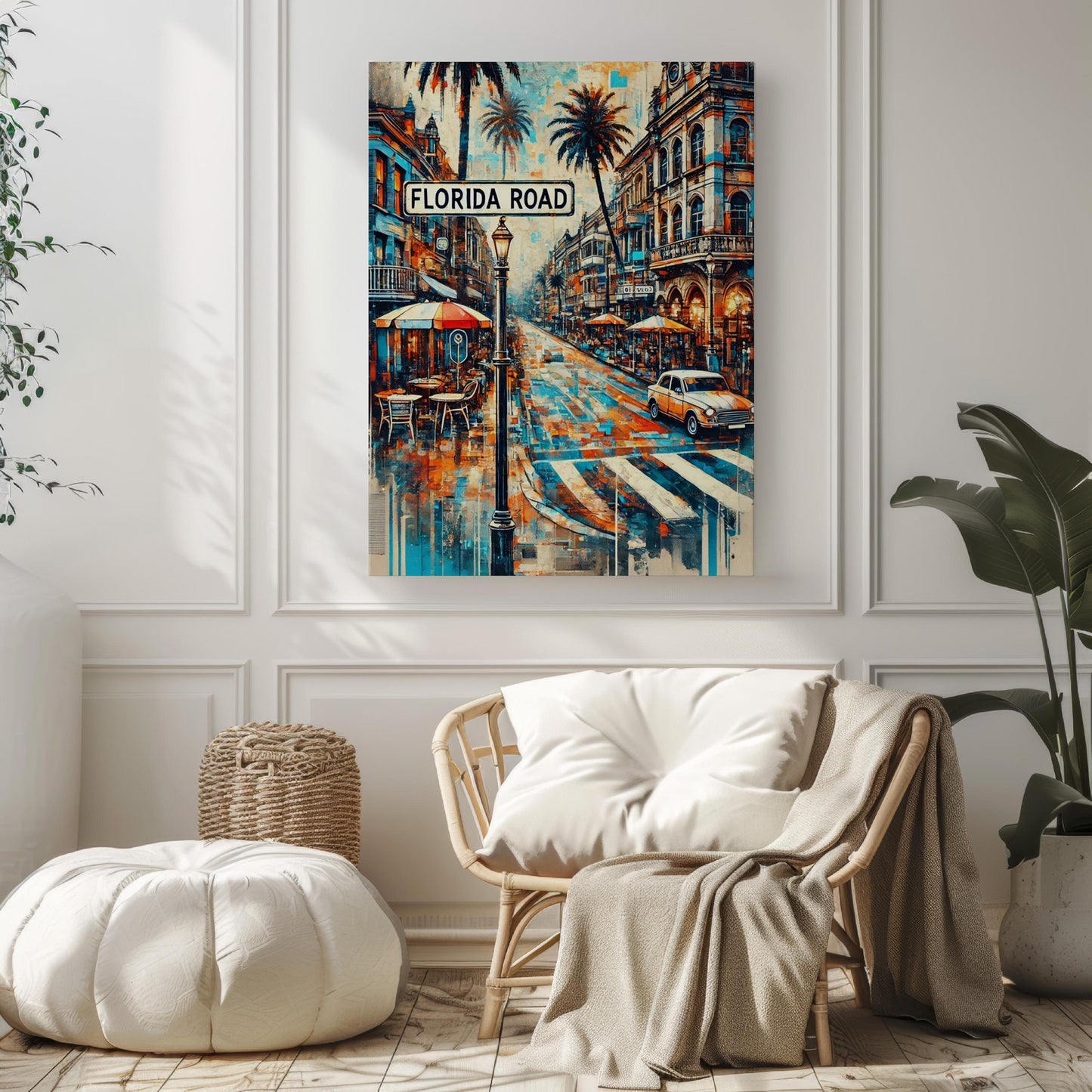 Florida Road Wall Art Print, Durban Travel Poster, South Africa Gift, Housewarming Decor, Florida Rd Map Illustration