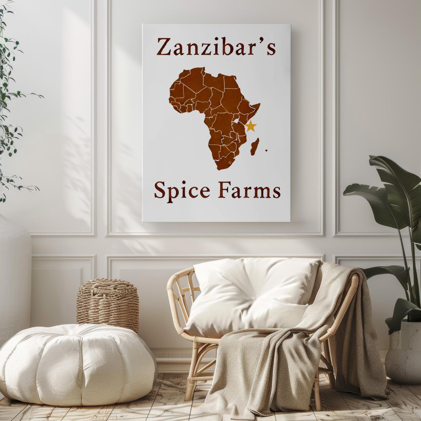 Spice Farms Wall Art Zanzibar Print, African Travel Decor, Housewarming Gift, Africa Map Poster, Unique Home Decoration