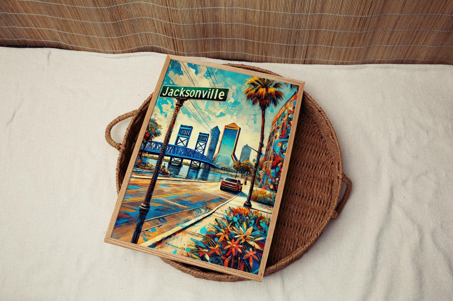 Art Jacksonville Wall Art Print - Florida Travel Poster, USA Decor, Housewarming Gift, Coastal Wall Decor, Florida Gift Idea