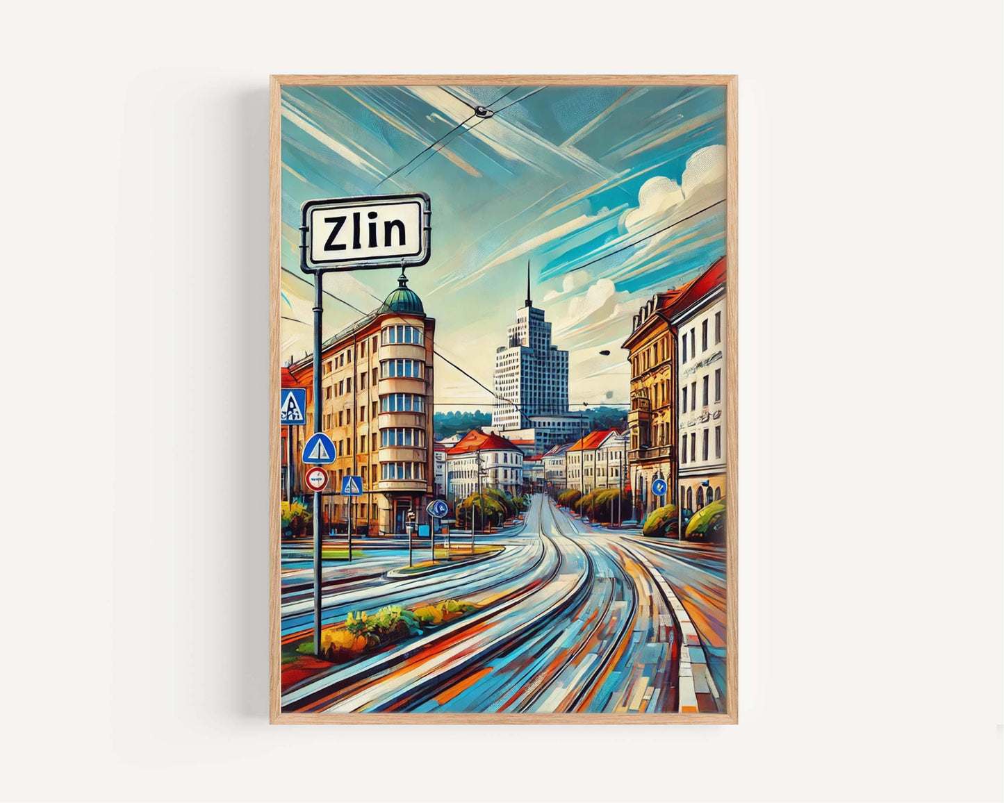 Zlín Print: Czech Republic Travel Poster, Zlin Wall Art, Europe City Gift, Housewarming Decor, Modern Czech Art Print