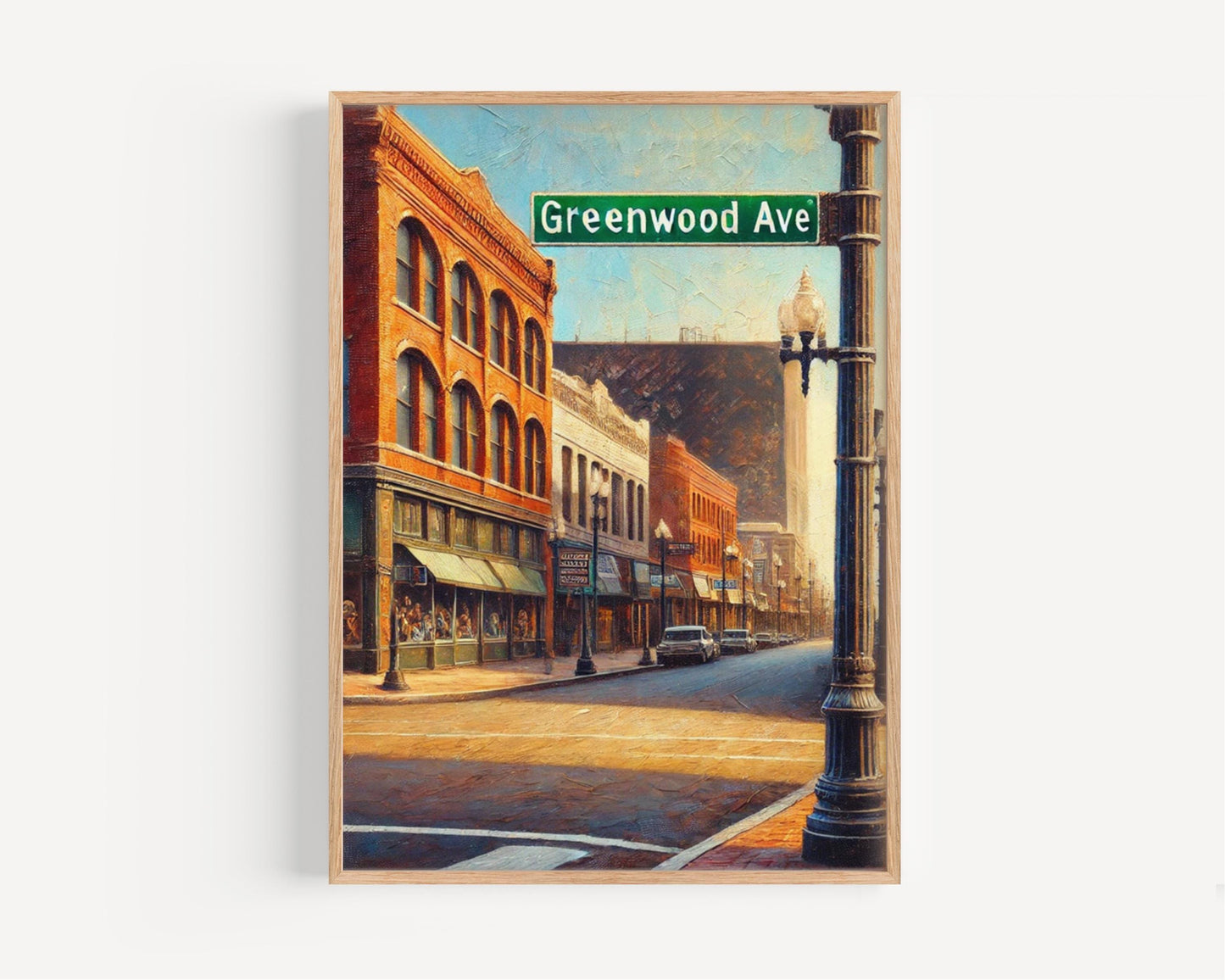Greenwood Ave Wall Art Print - Tulsa Oklahoma Travel Poster, Housewarming Gift, Tulsa Art Decor, Oklahoma Cityscape, Travel Wall Decor