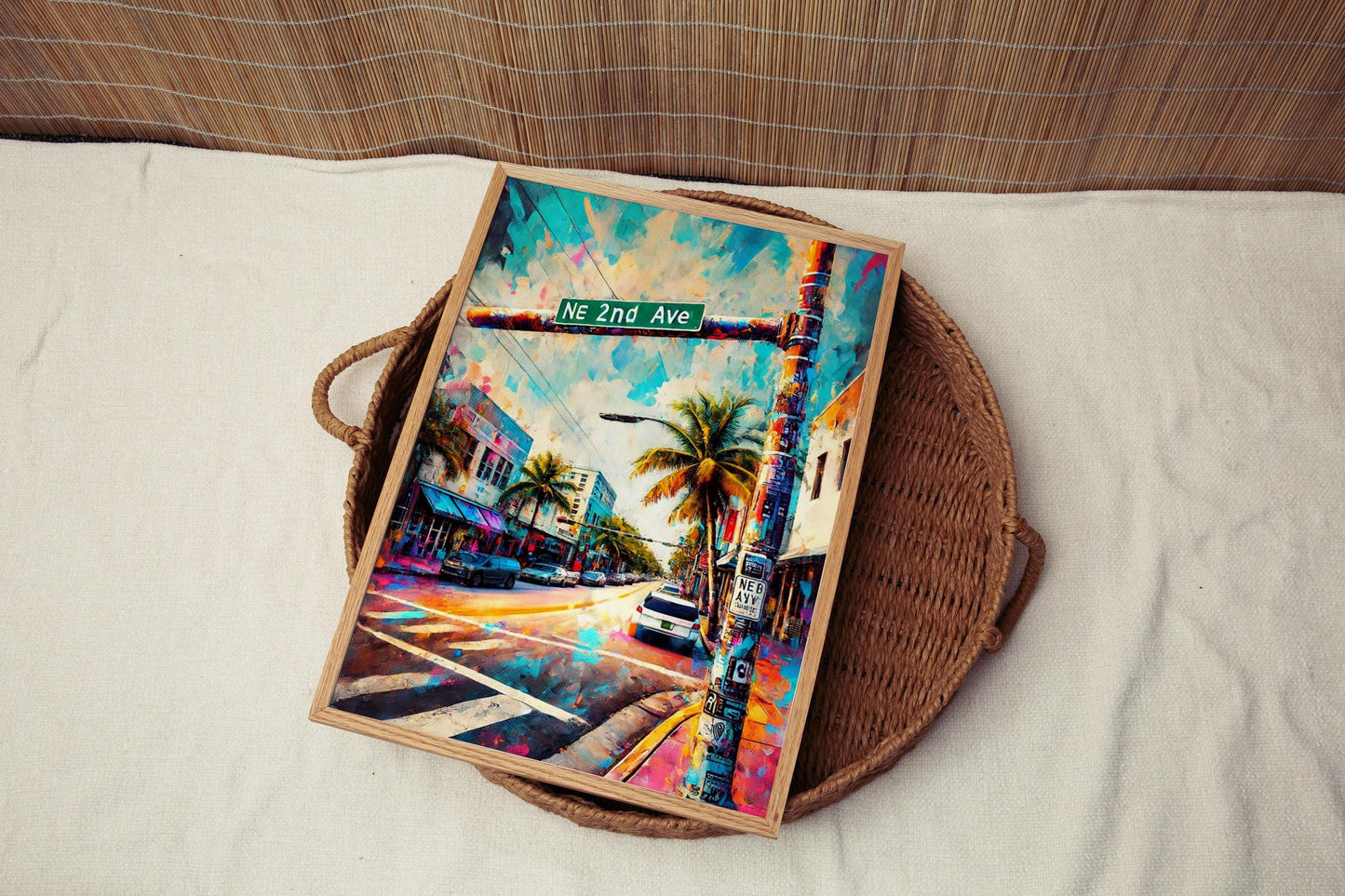 NE 2nd Ave print Miami Wall Art, Florida Travel Poster, Modern Cityscape Decor, Housewarming Gift, Stylish FL Artwork for Home or Office