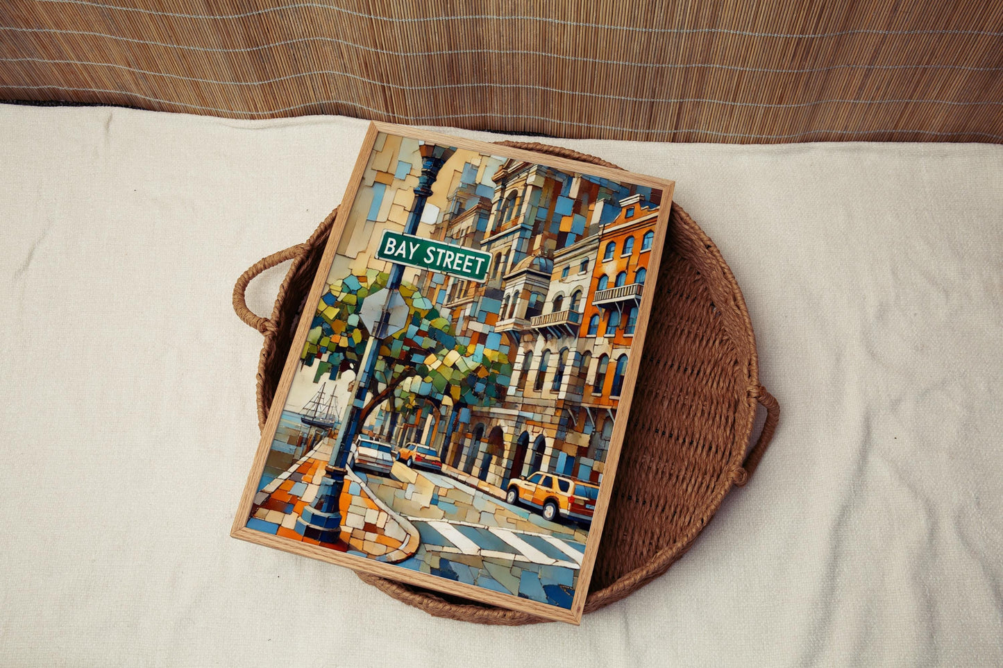 Bay Street Wall Art Savannah Print Georgia Art Travel Poster Personalized Gift | Elegant Home Decor Souvenir, Cityscape, Travel Keepsake