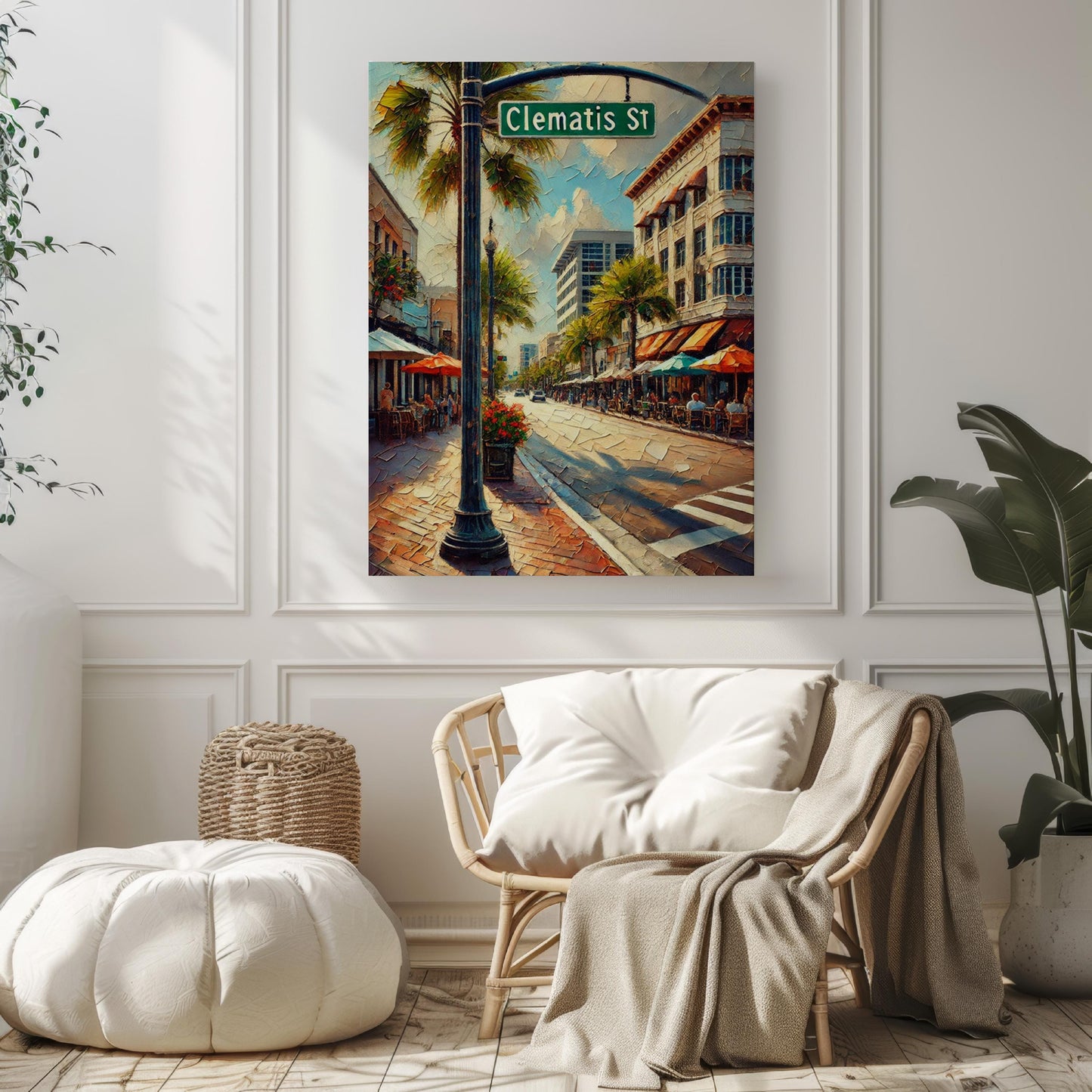 West Palm Clematis St Wall Art - Florida Travel Print, Housewarming Gift, Coastal Decor, West Palm Beach Poster, Florida Artwork
