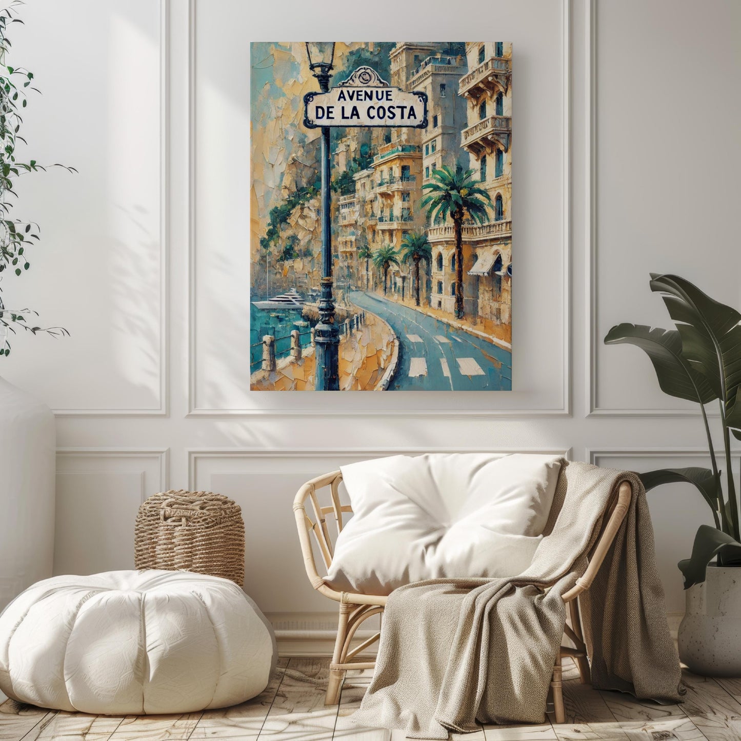Avenue de la Costa Wall Art Monaco Print, European Travel Poster, Mediterranean Scene, French Riviera Gift, Street Sign Artwork