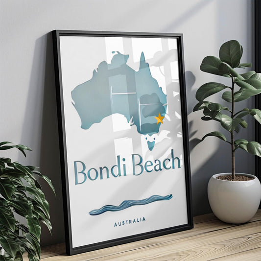 Australia Bondi Beach Wall Art Print – Coastal Travel Decor, Housewarming & College Gift, Modern Home Artwork, Australia Beach Poster
