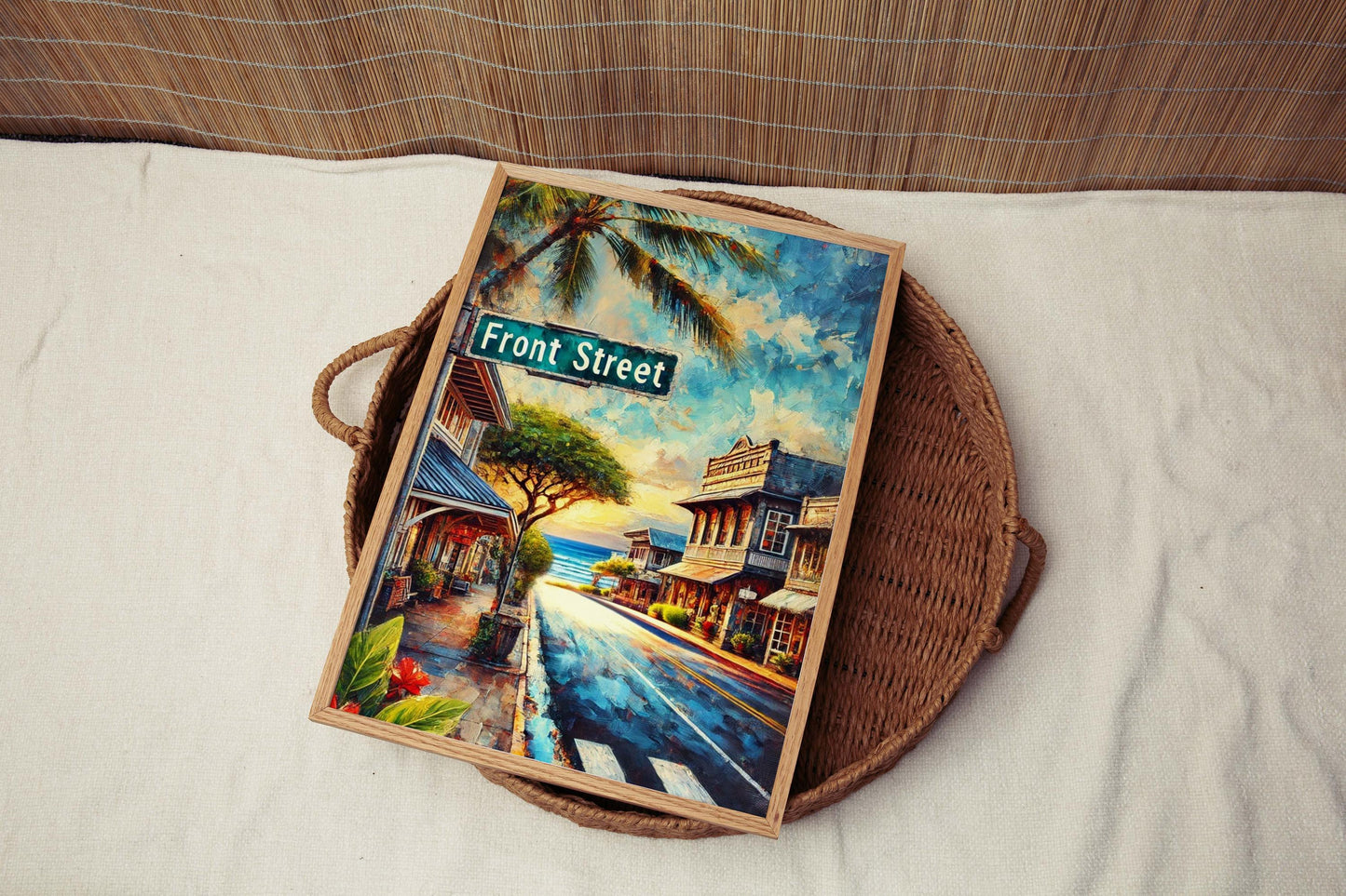 Maui Art Front Street Wall Print - Hawaii Travel Poster, Lahaina & Honolulu Gift, Housewarming Decor