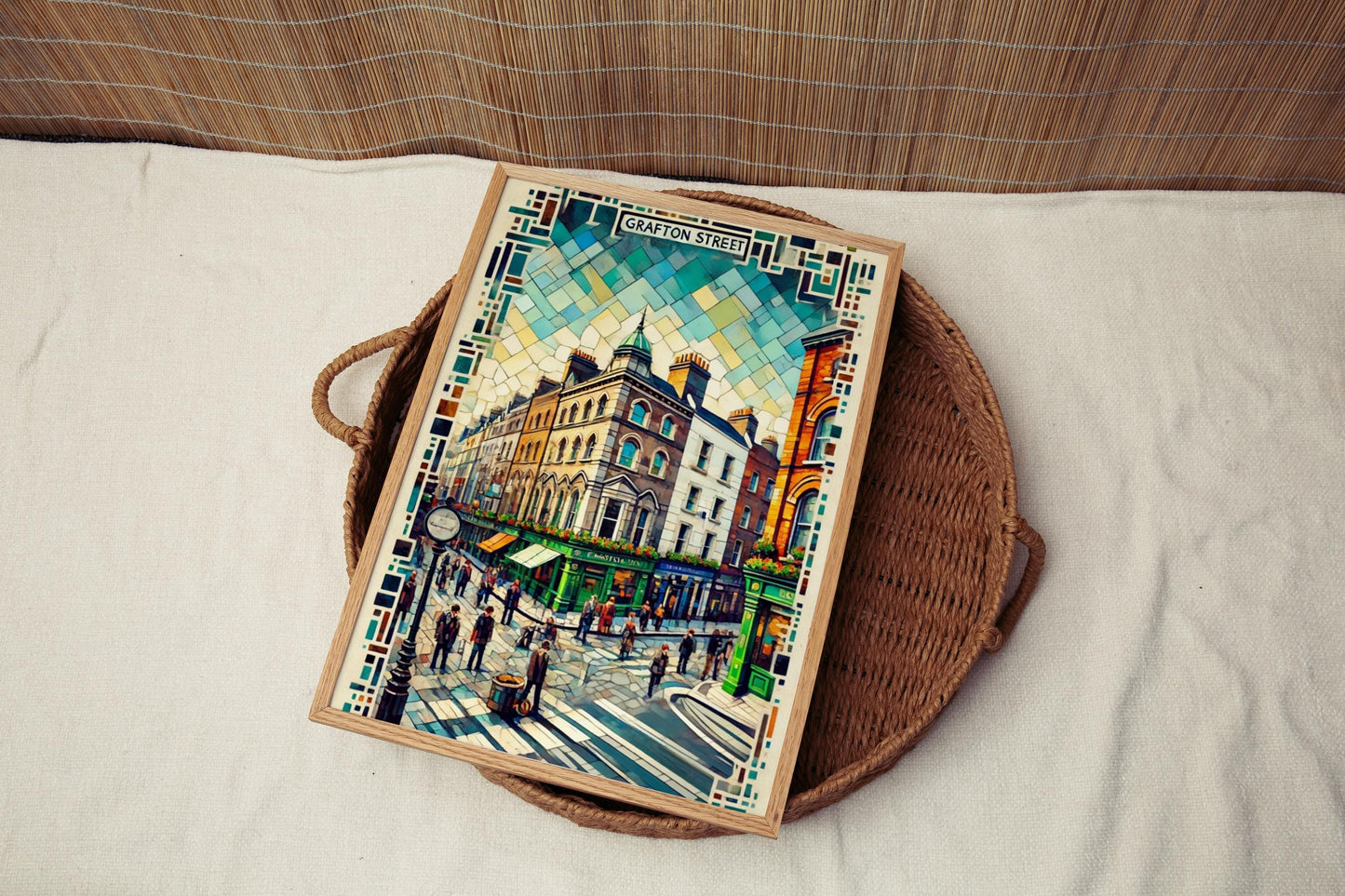 Dublin Grafton St Wall Art Print - Travel Poster, Ireland Souvenir & Housewarming Gift, Dublin City Map Art, Irish Home Decor