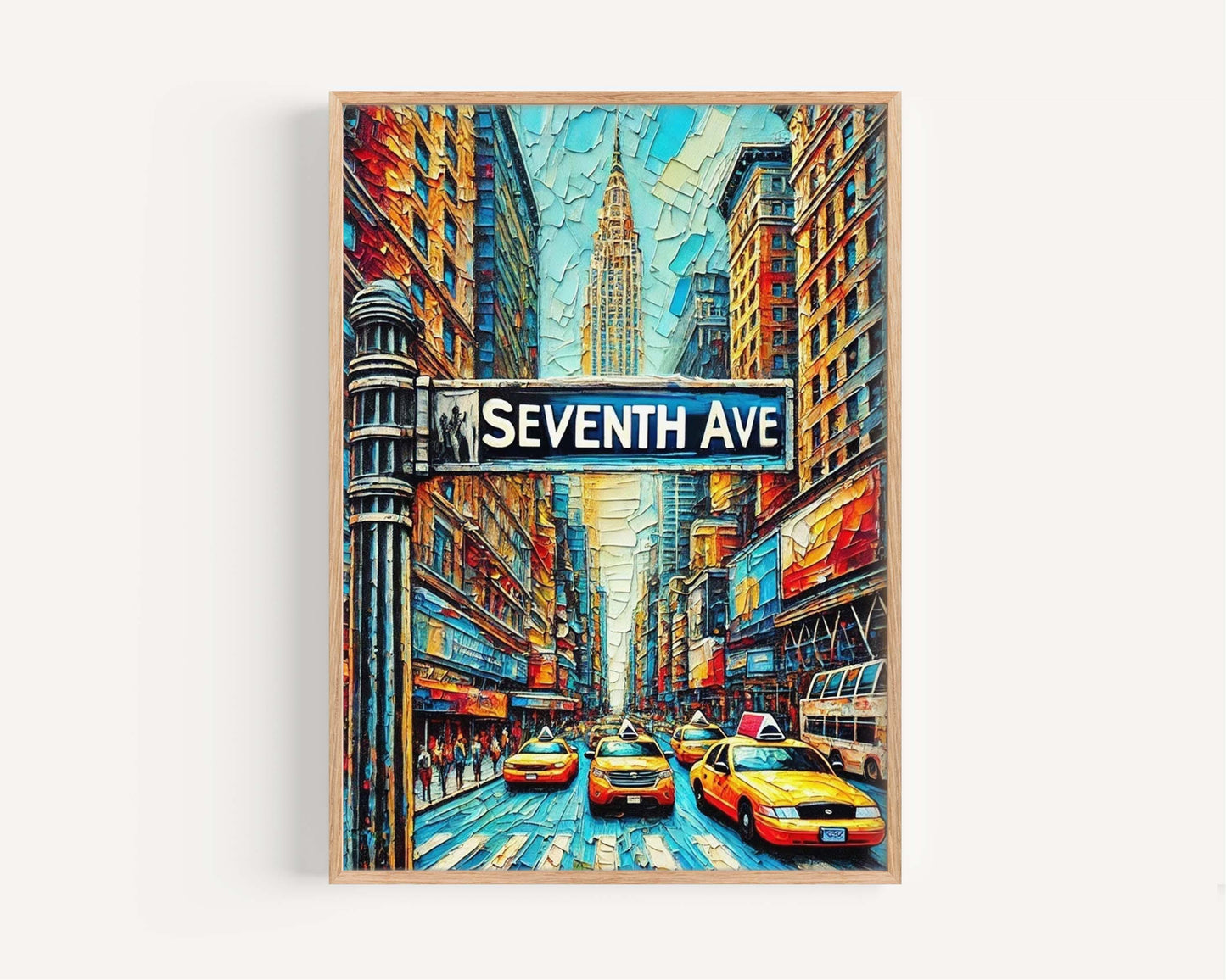 Seventh Avenue Wall Art Print - Manhattan NYC Travel Poster, New York City Gift & Housewarming Artwork Decor
